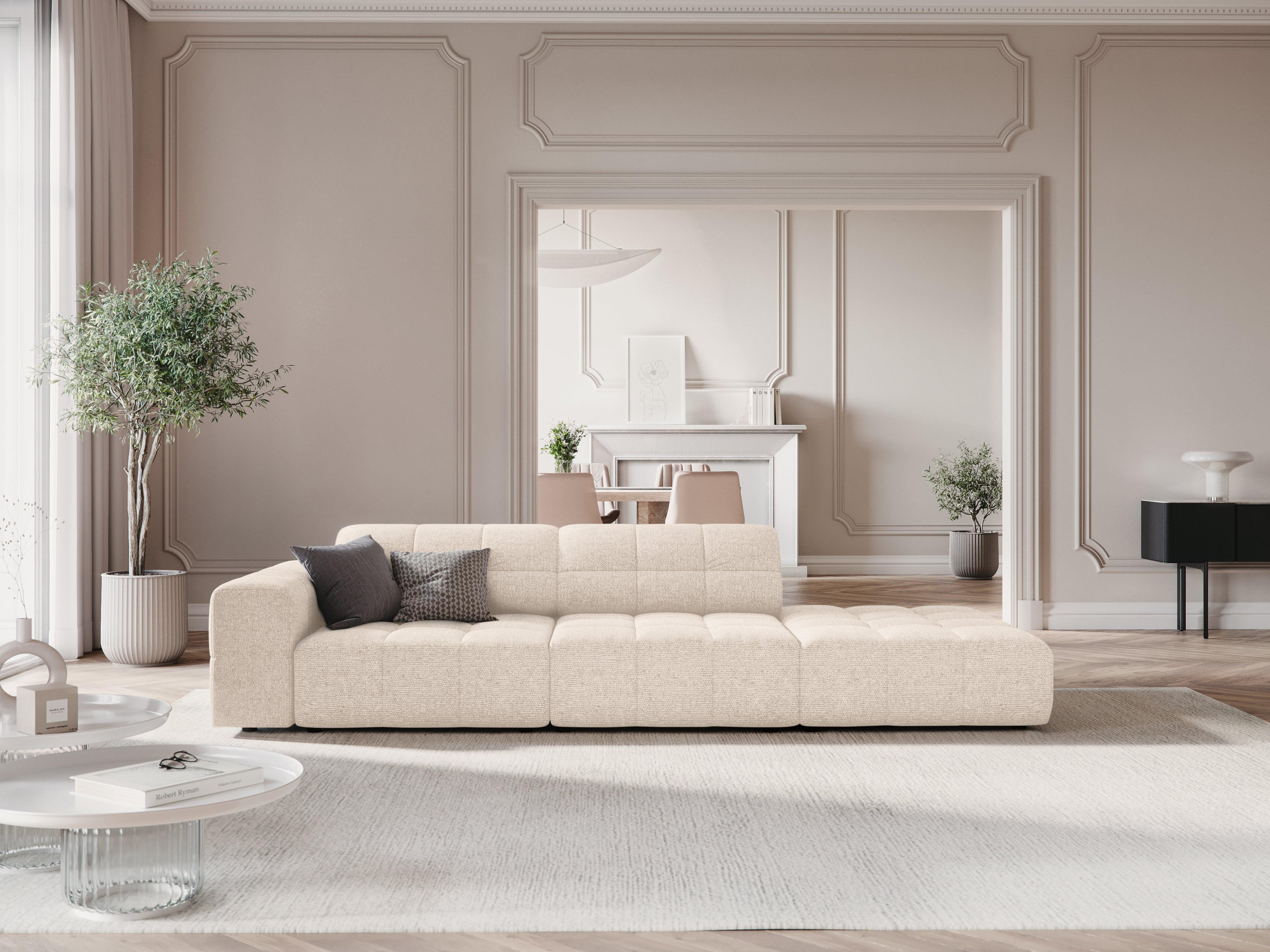 Sofa prawostronna 3-osobowa CHICAGO jasnobeżowy szenil Cosmopolitan Design Eye on Design