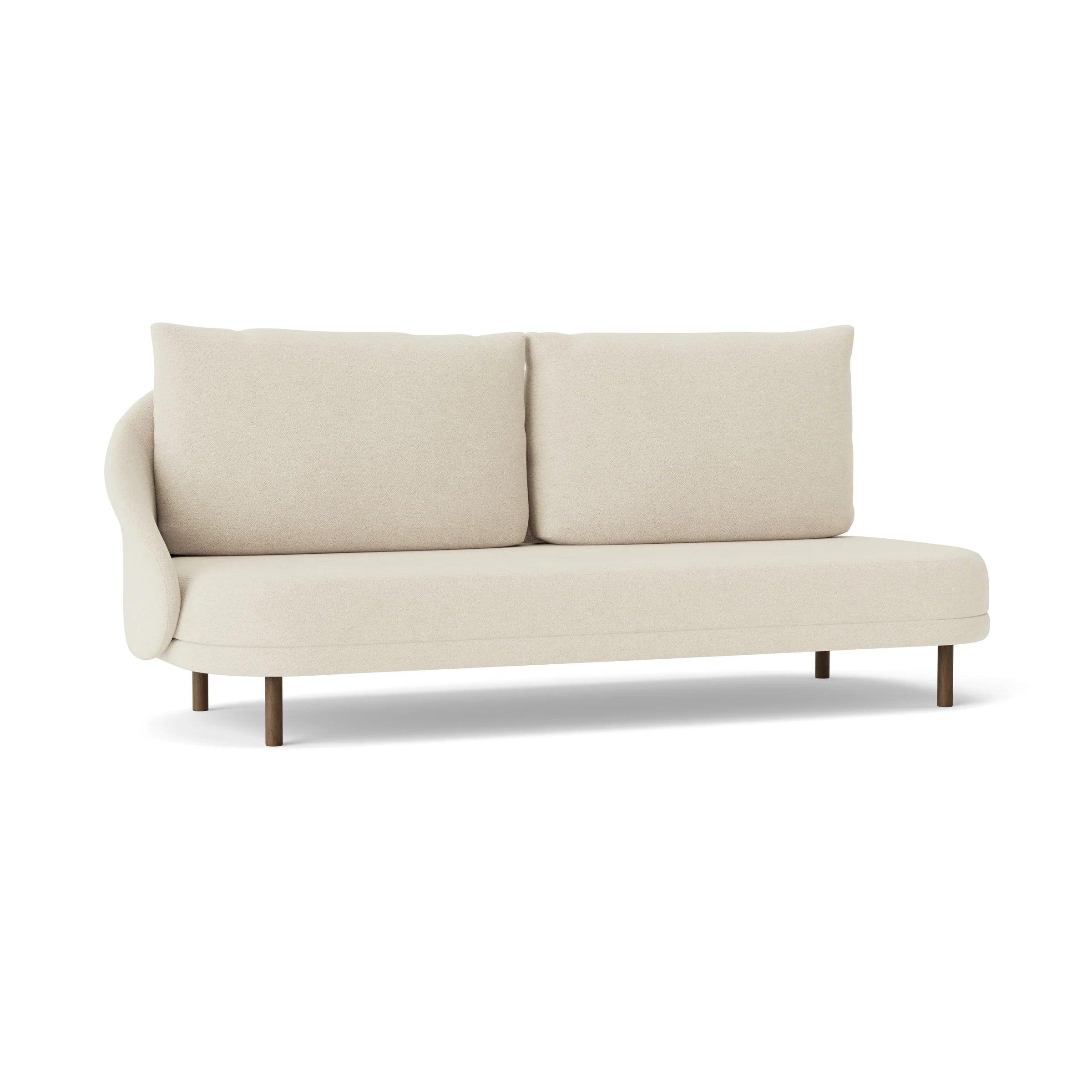 Sofa prawostronna NEW WAVE dębowy NORR11 ciemnobrązowy dębowy tkanina boucle kremowy Eye on Design