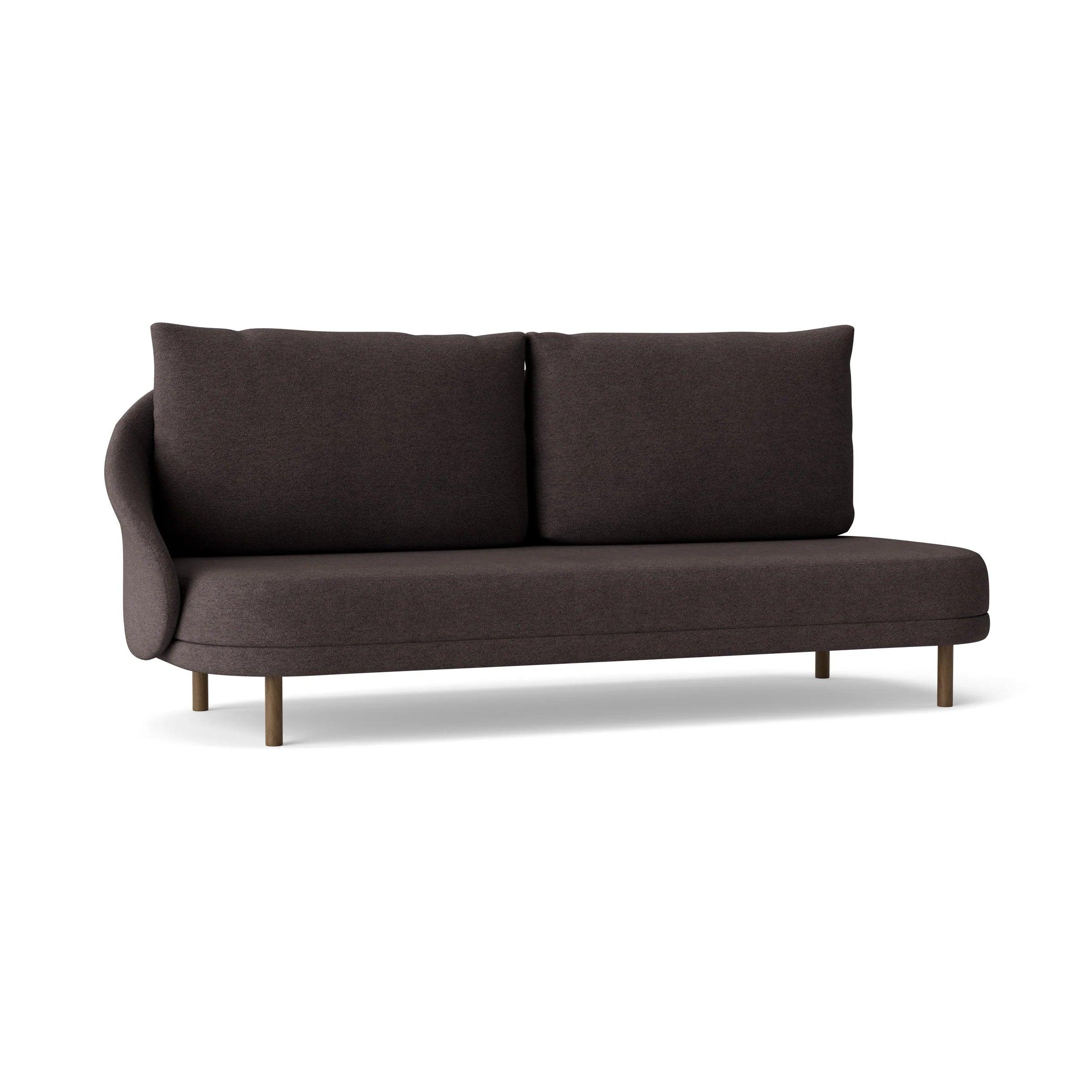 Sofa prawostronna NEW WAVE dębowy NORR11 ciemnobrązowy dębowy tkanina boucle brązowy Eye on Design