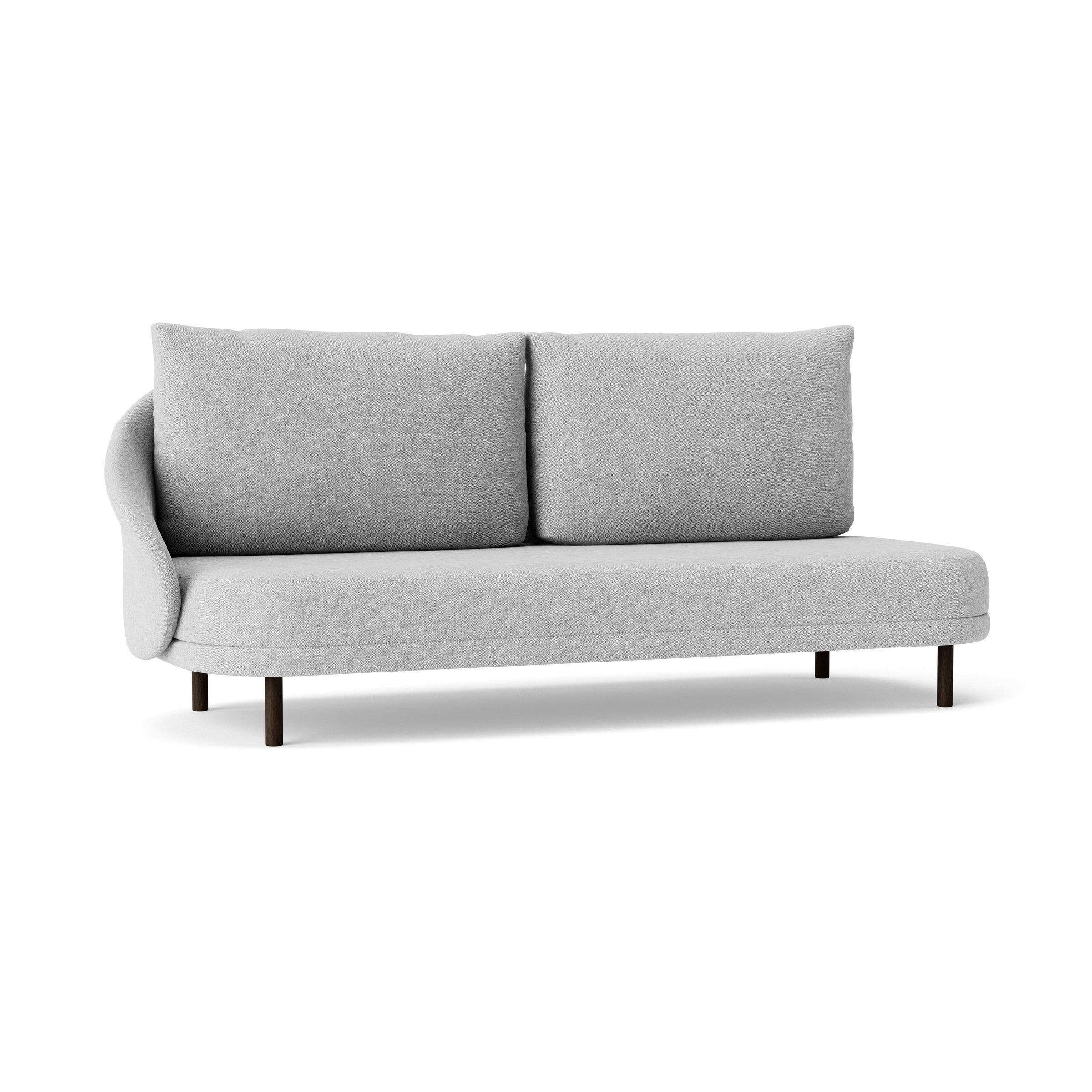 Sofa prawostronna NEW WAVE dębowy NORR11 ciemny dębowy tkanina jasnoszary Eye on Design