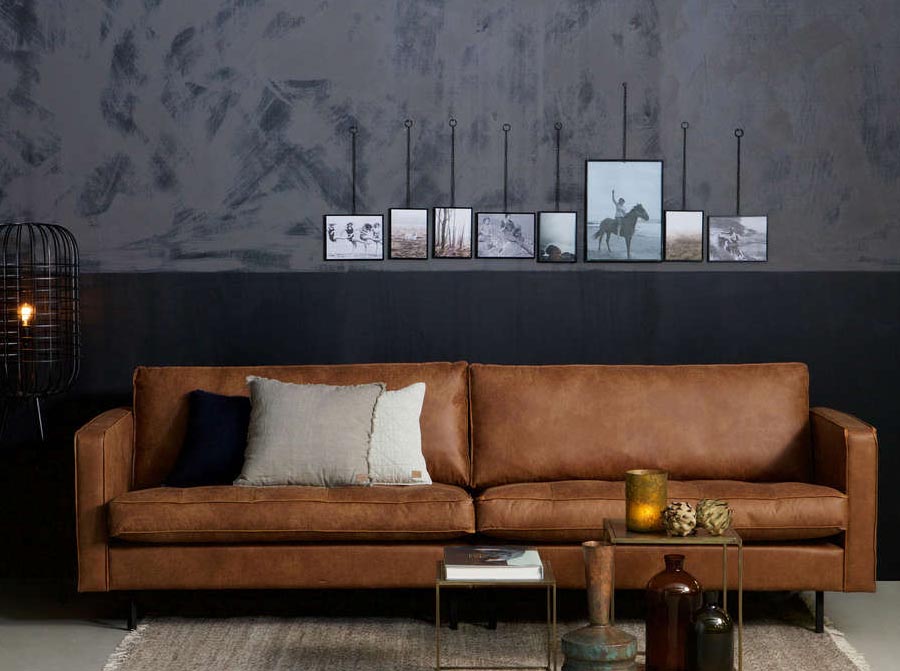 Sofa sametová 3-osobová RODEO CLASSIC rezavá