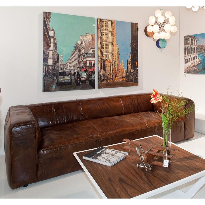 Sofa skórzana 3-osobowa CUBETTO brązowy do salonu – styl vintage