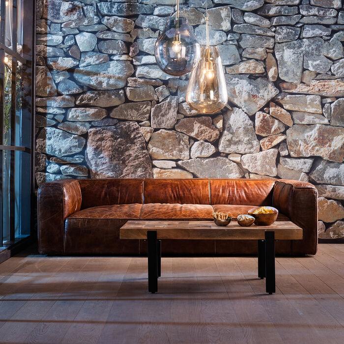 Sofa skórzana 3-osobowa CUBETTO brązowy do salonu
