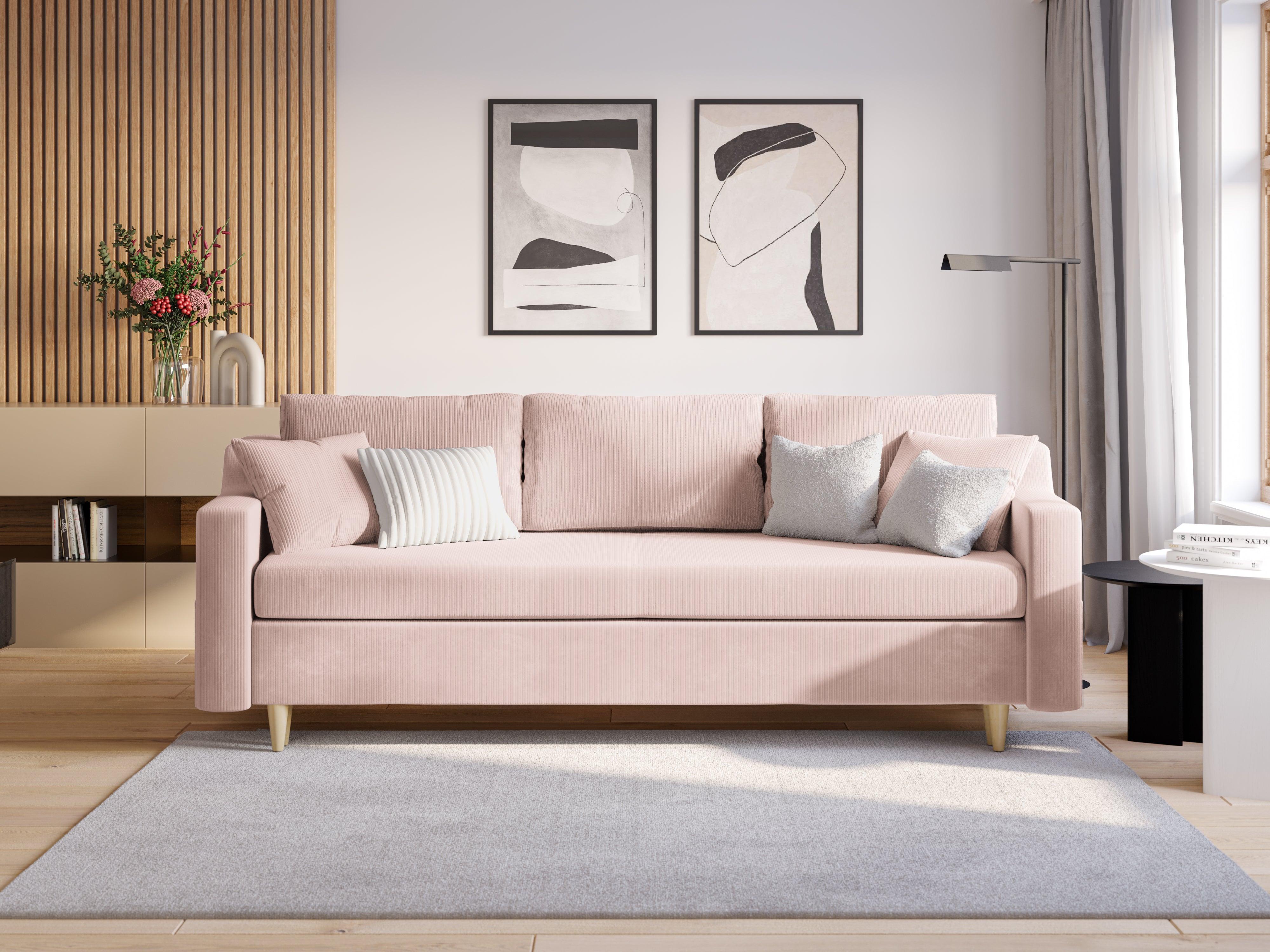 Sofa sztruksowa z funkcją spania ROSE różowy Mazzini Sofas Eye on Design