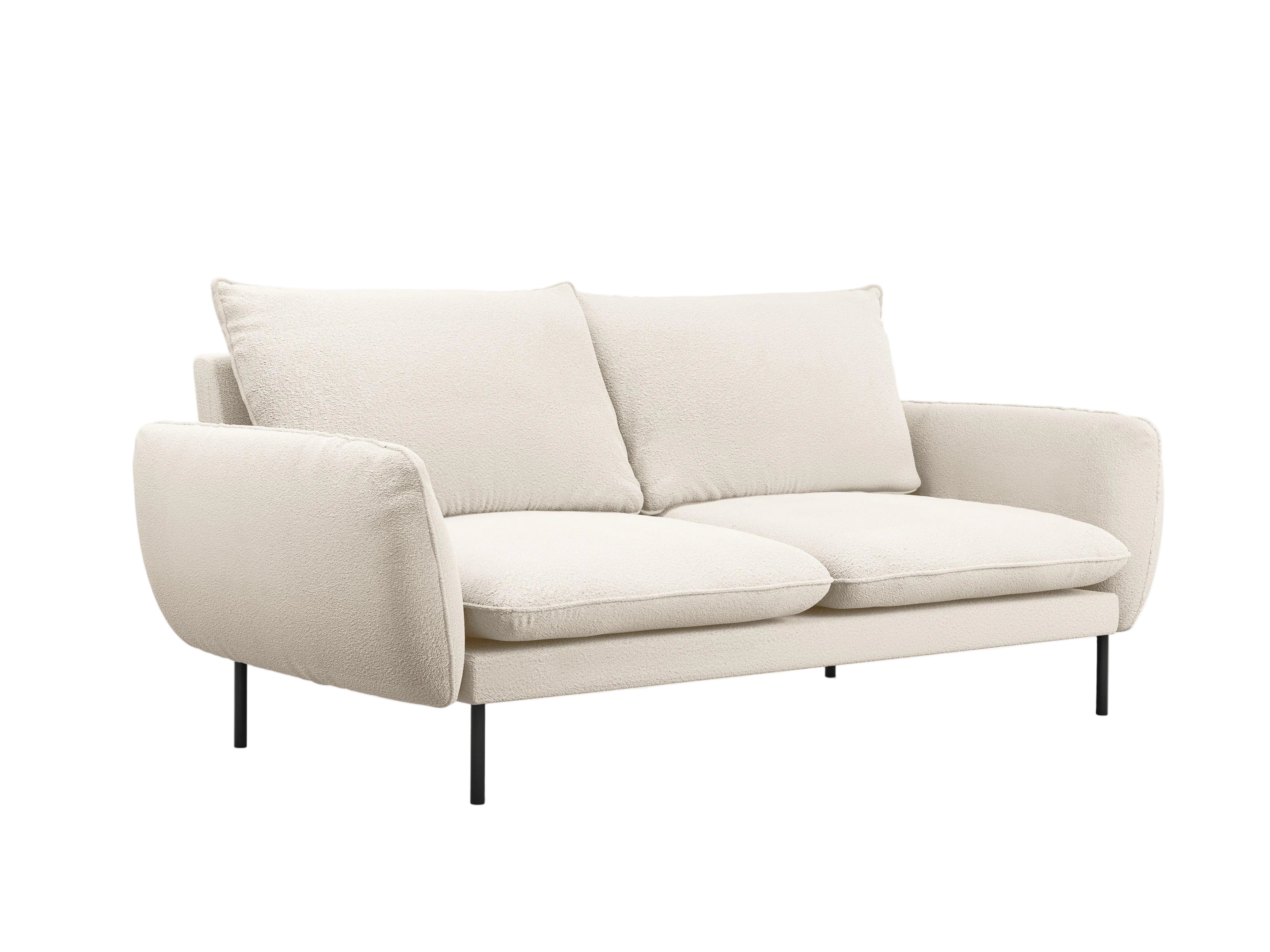 Sofa w tkaninie boucle 3-osobowa VIENNA beżowy z czarną podstawą Cosmopolitan Design Eye on Design