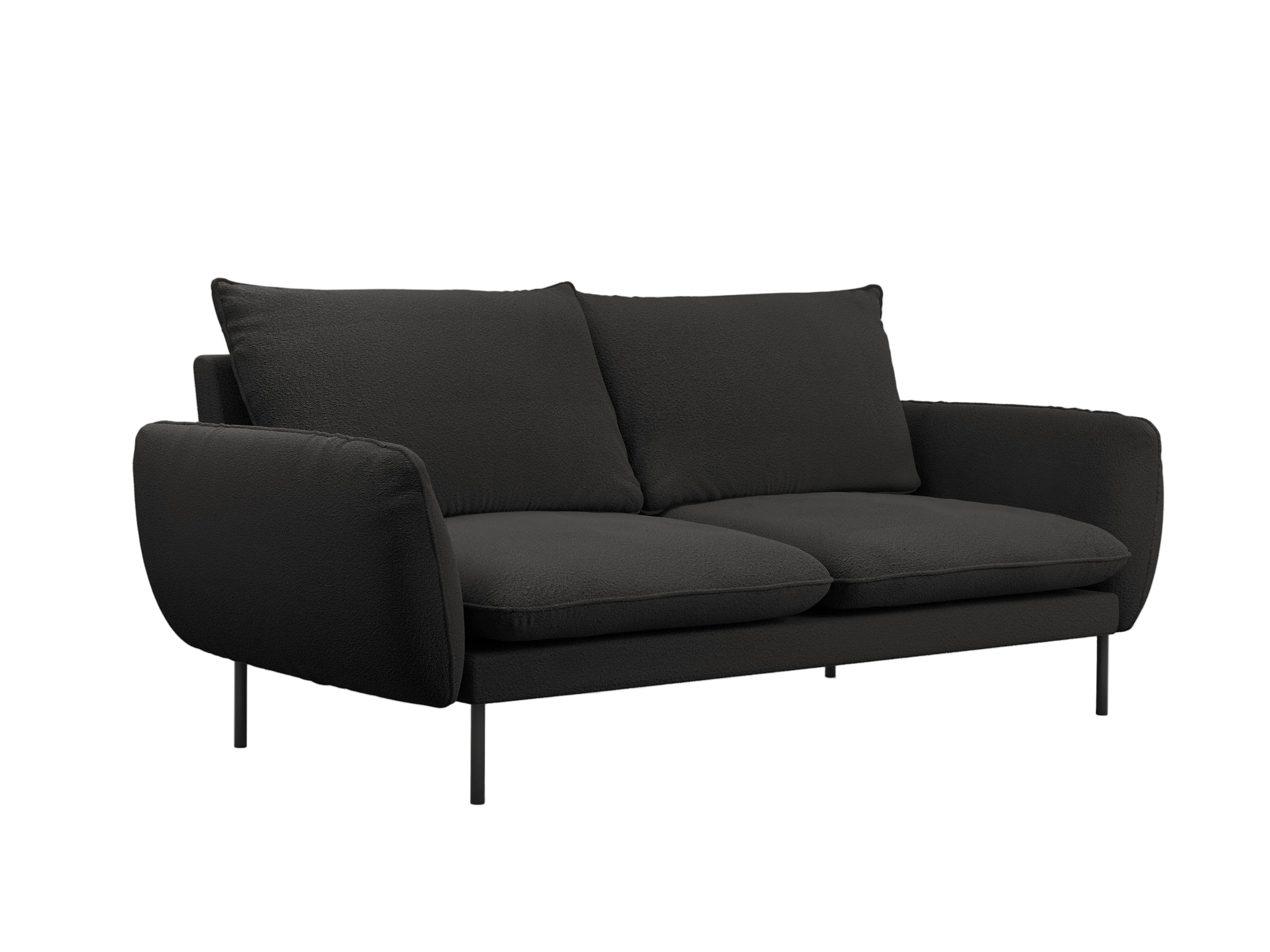 Sofa w tkaninie boucle 3-osobowa VIENNA czarny z czarną podstawą Cosmopolitan Design Eye on Design