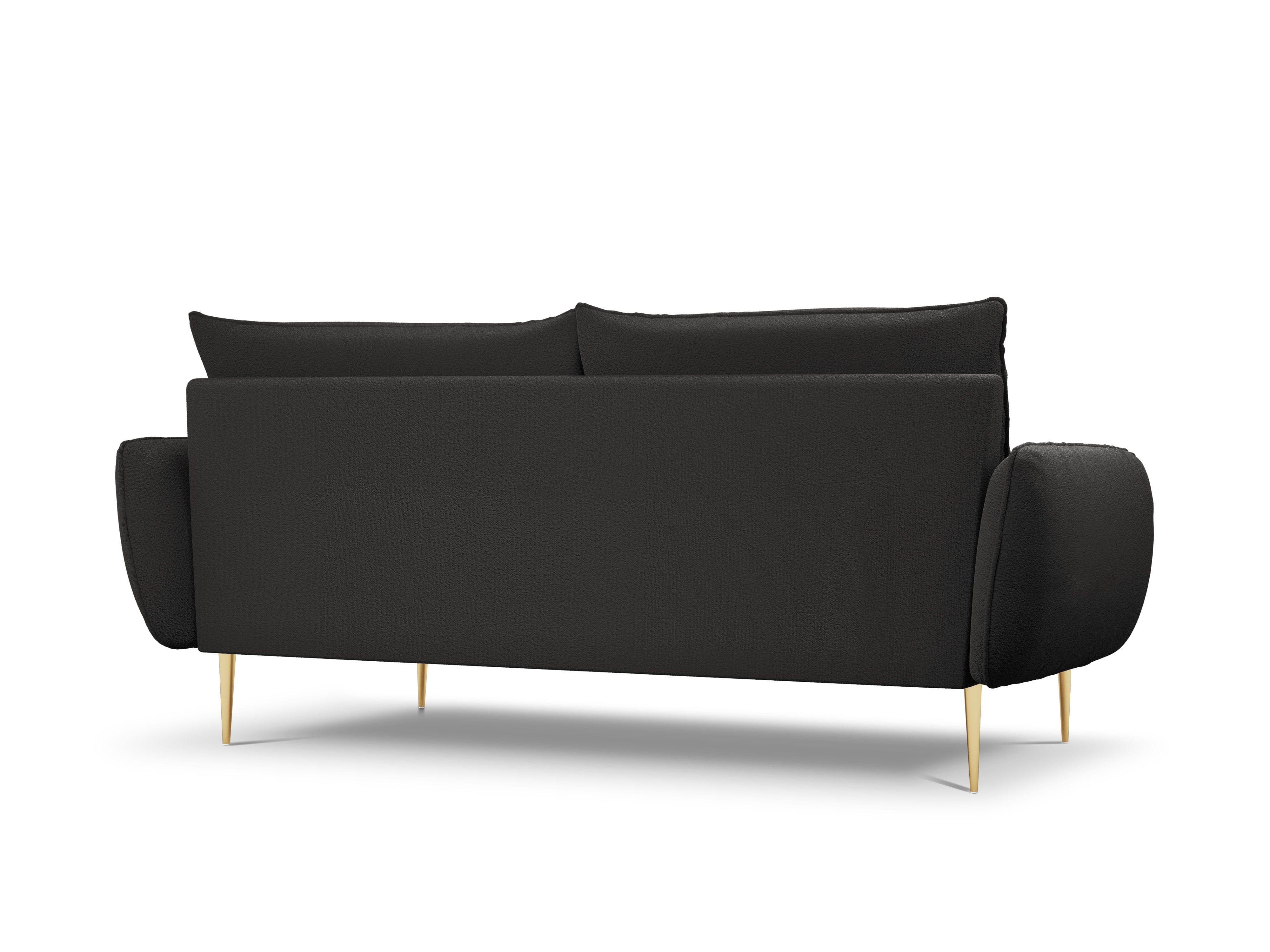 Sofa 4-osobowa VIENNA czarny boucle ze złotą podstawą – Cosmopolitan Design