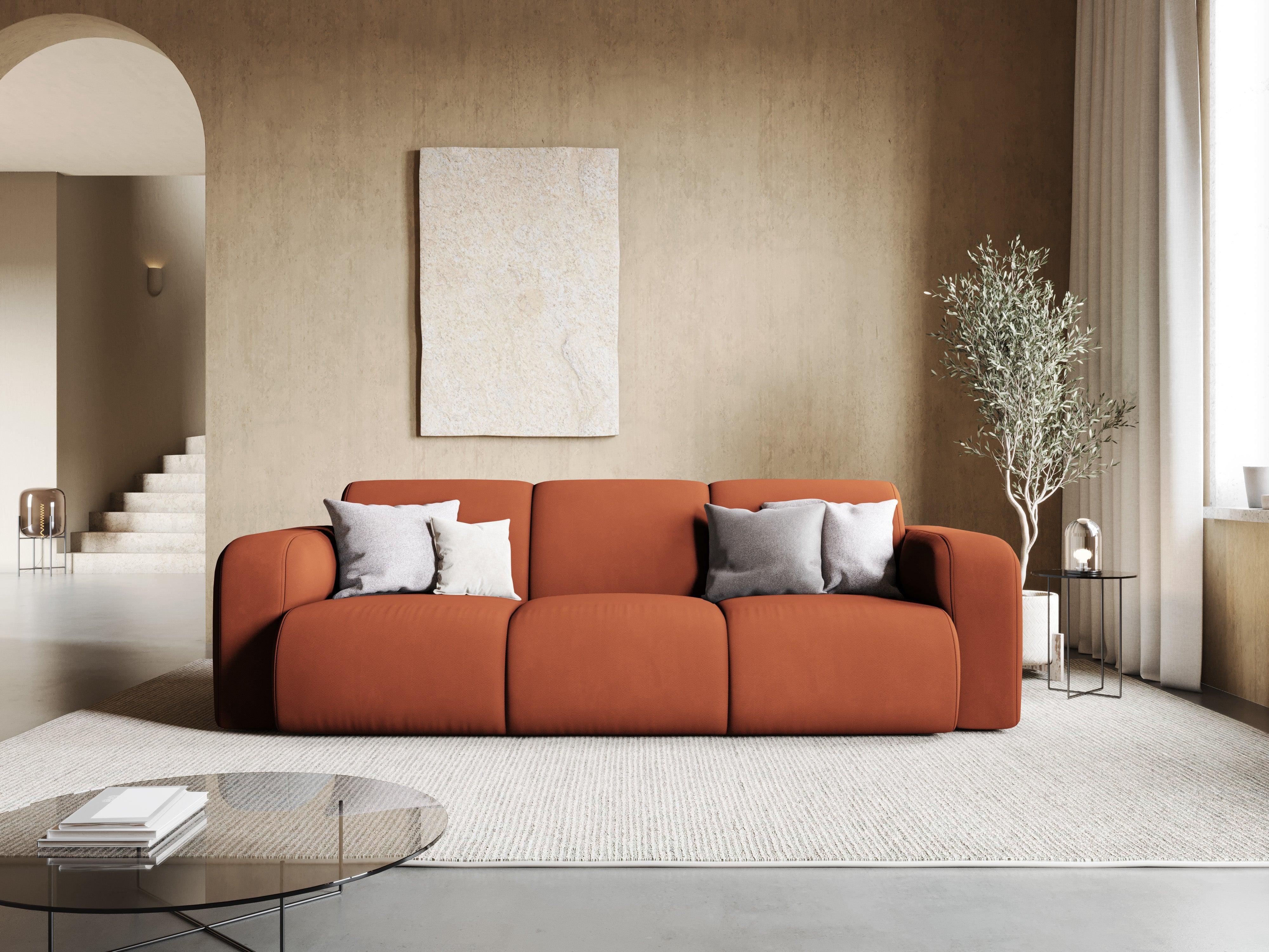 Sofa w tkaninie chenillowej 3-osobowa LOLA pomarańczowy Windsor & Co Eye on Design