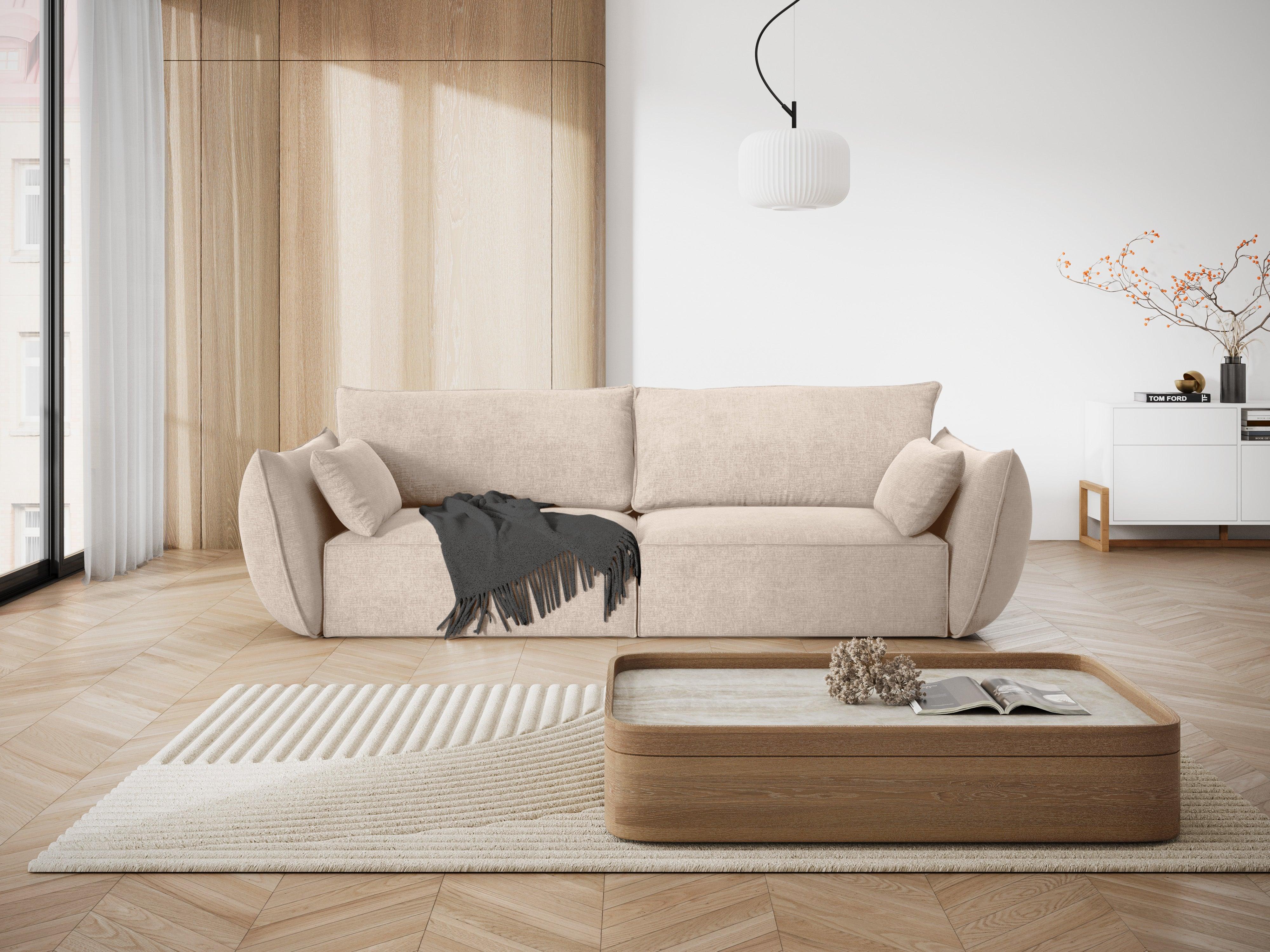 Sofa w tkaninie szenilowej 3-osobowa VANDA beżowy Mazzini Sofas Eye on Design