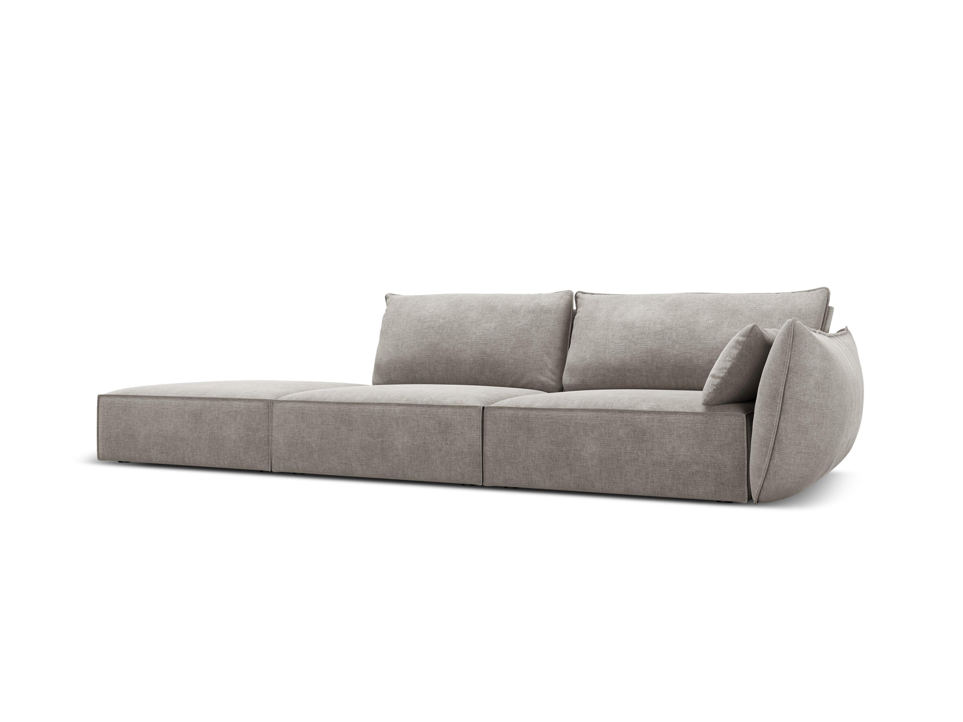 Sofa w tkaninie szenilowej lewostronna otwarta VANDA jasnoszary Mazzini Sofas Eye on Design