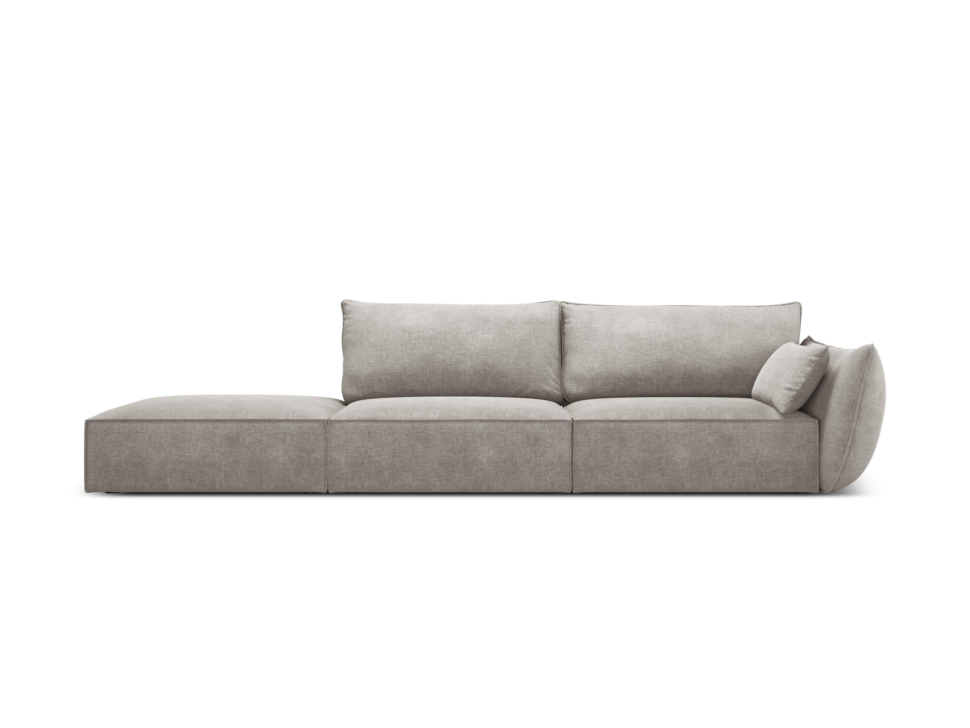 Sofa w tkaninie szenilowej lewostronna otwarta VANDA jasnoszary Mazzini Sofas Eye on Design