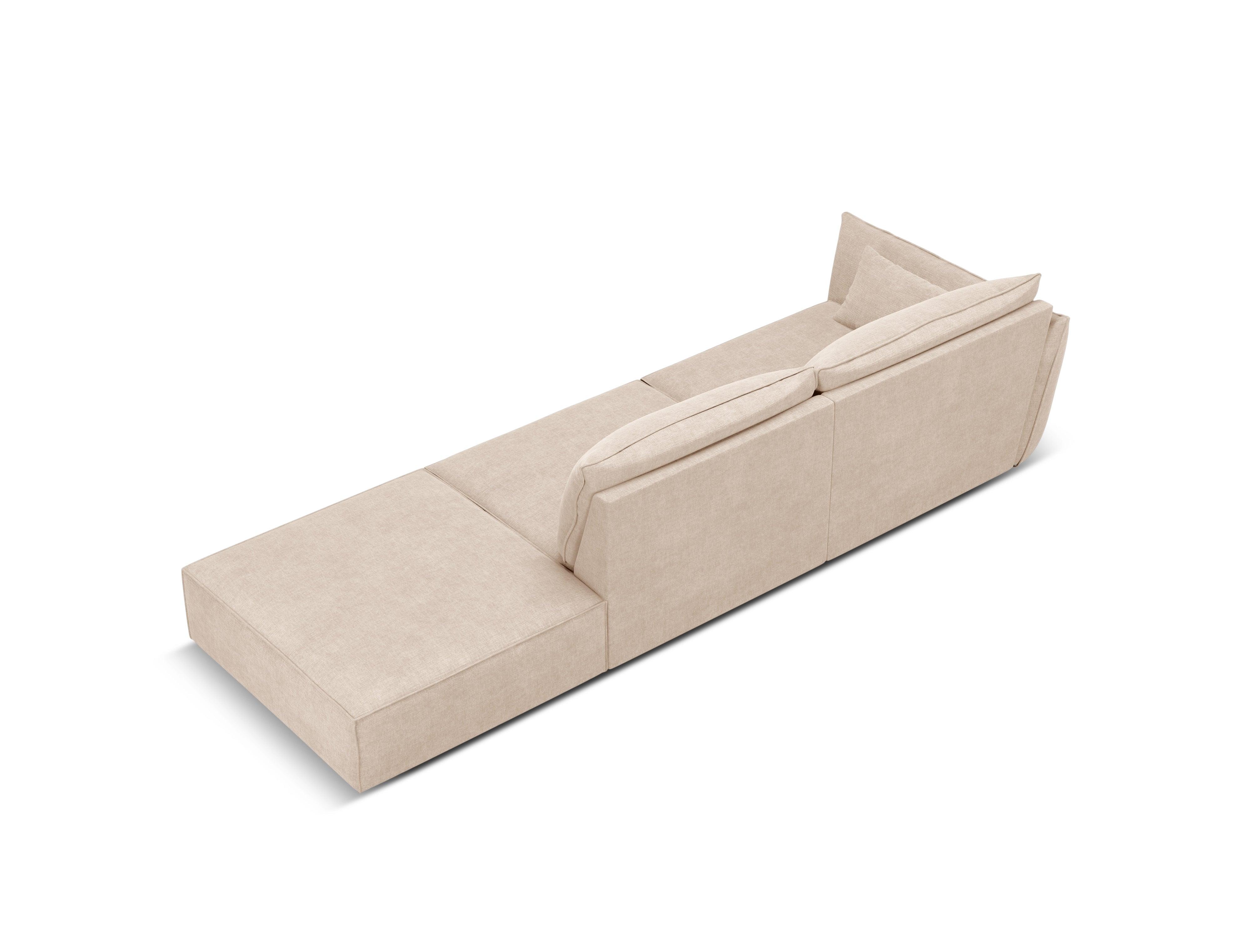 Sofa w tkaninie szenilowej prawostronna otwarta VANDA beżowy Mazzini Sofas Eye on Design