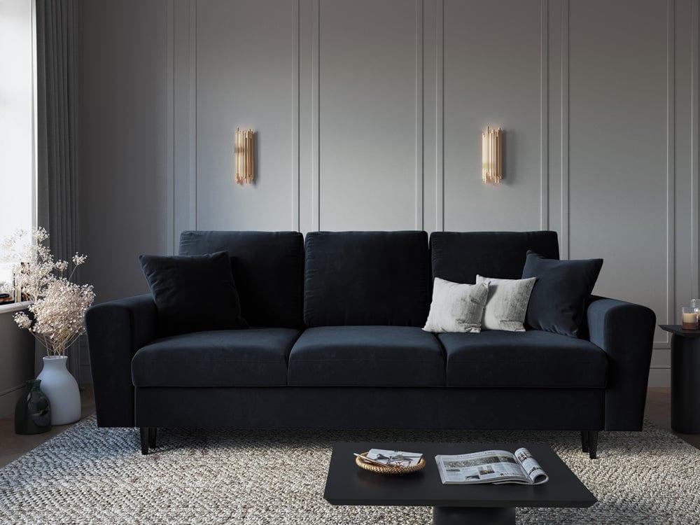 Sofa z funkcją spania KYOTO ciemnoniebieski z czarną podstawą Cosmopolitan Design Eye on Design