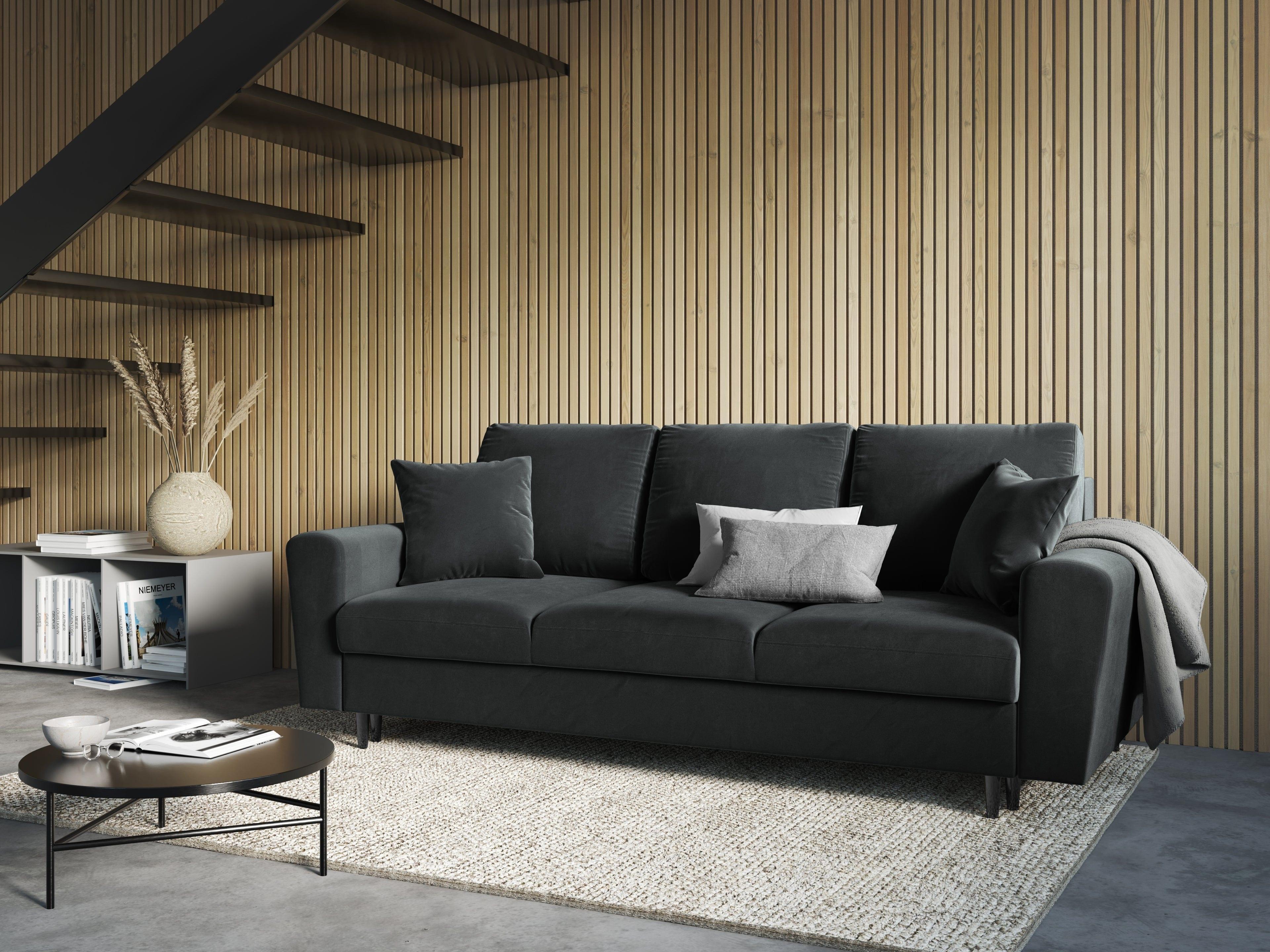 Sofa z funkcją spania KYOTO ciemnoszary z czarną podstawą Cosmopolitan Design Eye on Design