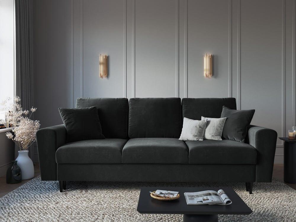 Sofa z funkcją spania KYOTO ciemnoszary z czarną podstawą Cosmopolitan Design Eye on Design