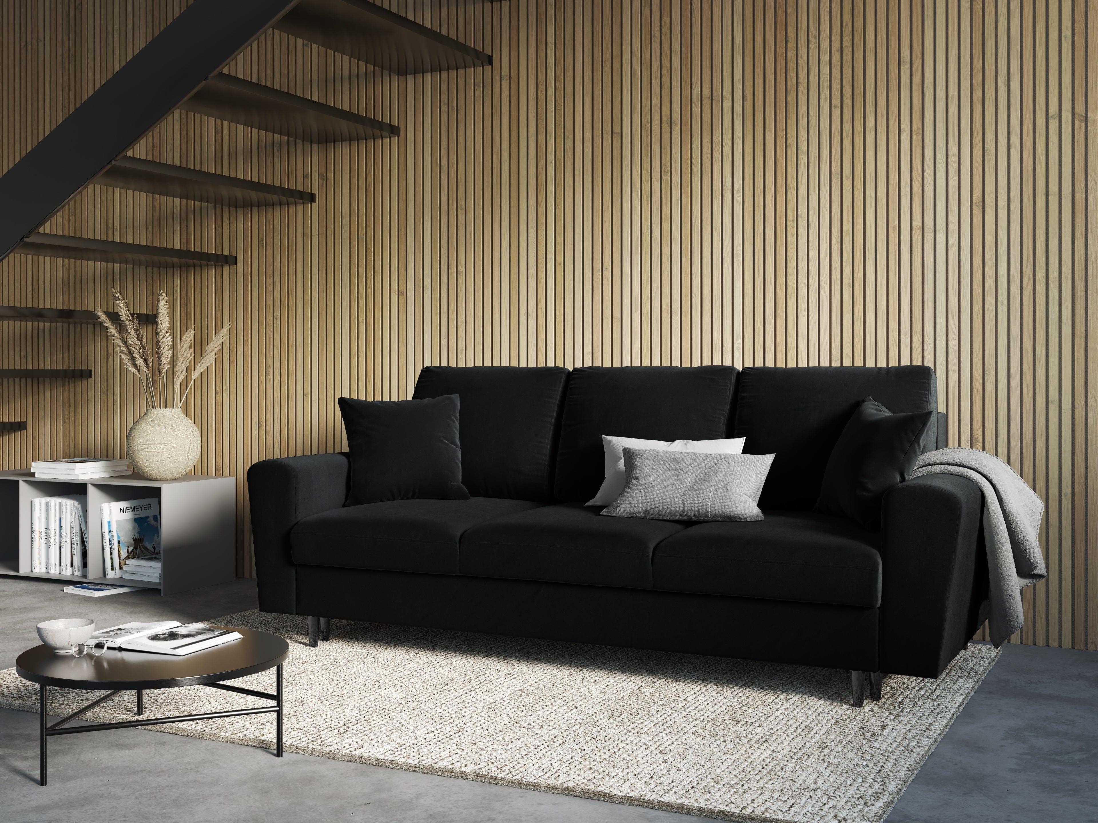 Sofa z funkcją spania KYOTO czarny z czarną podstawą Cosmopolitan Design Eye on Design