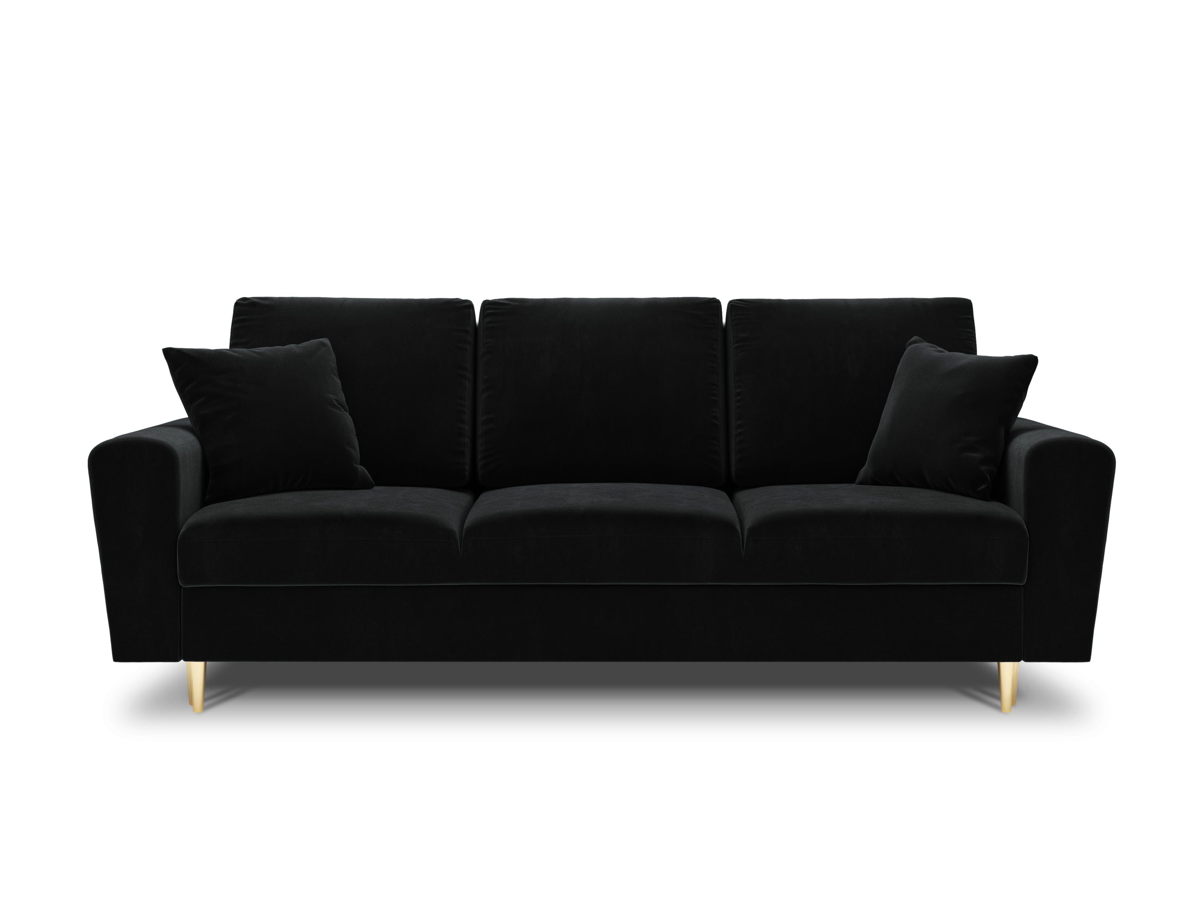 Sofa z funkcją spania KYOTO czarny ze złotą podstawą Cosmopolitan Design Eye on Design