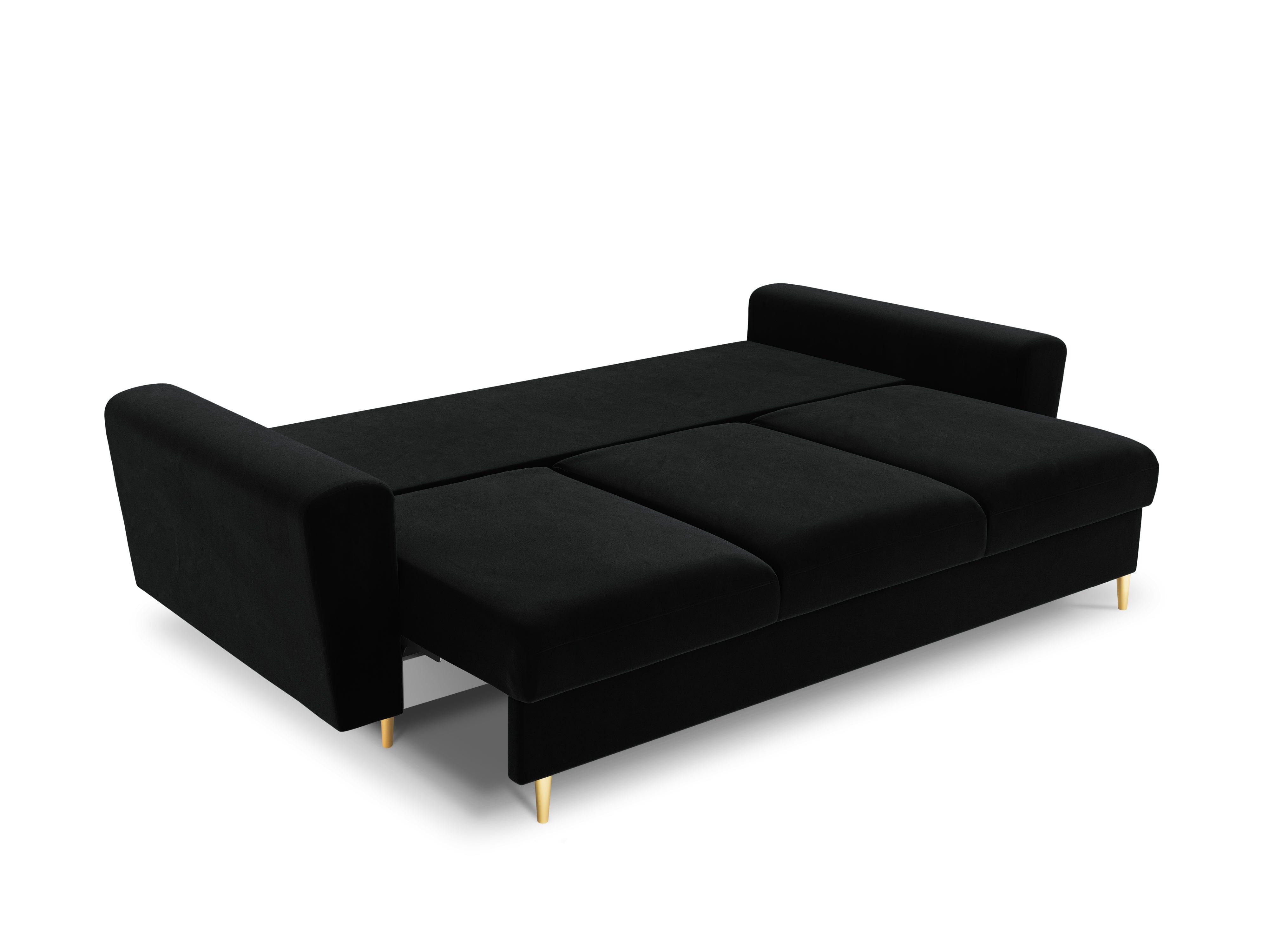 Sofa z funkcją spania KYOTO czarny ze złotą podstawą Cosmopolitan Design Eye on Design