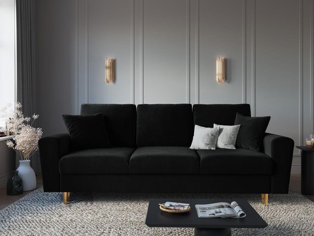 Sofa z funkcją spania KYOTO czarny ze złotą podstawą Cosmopolitan Design Eye on Design