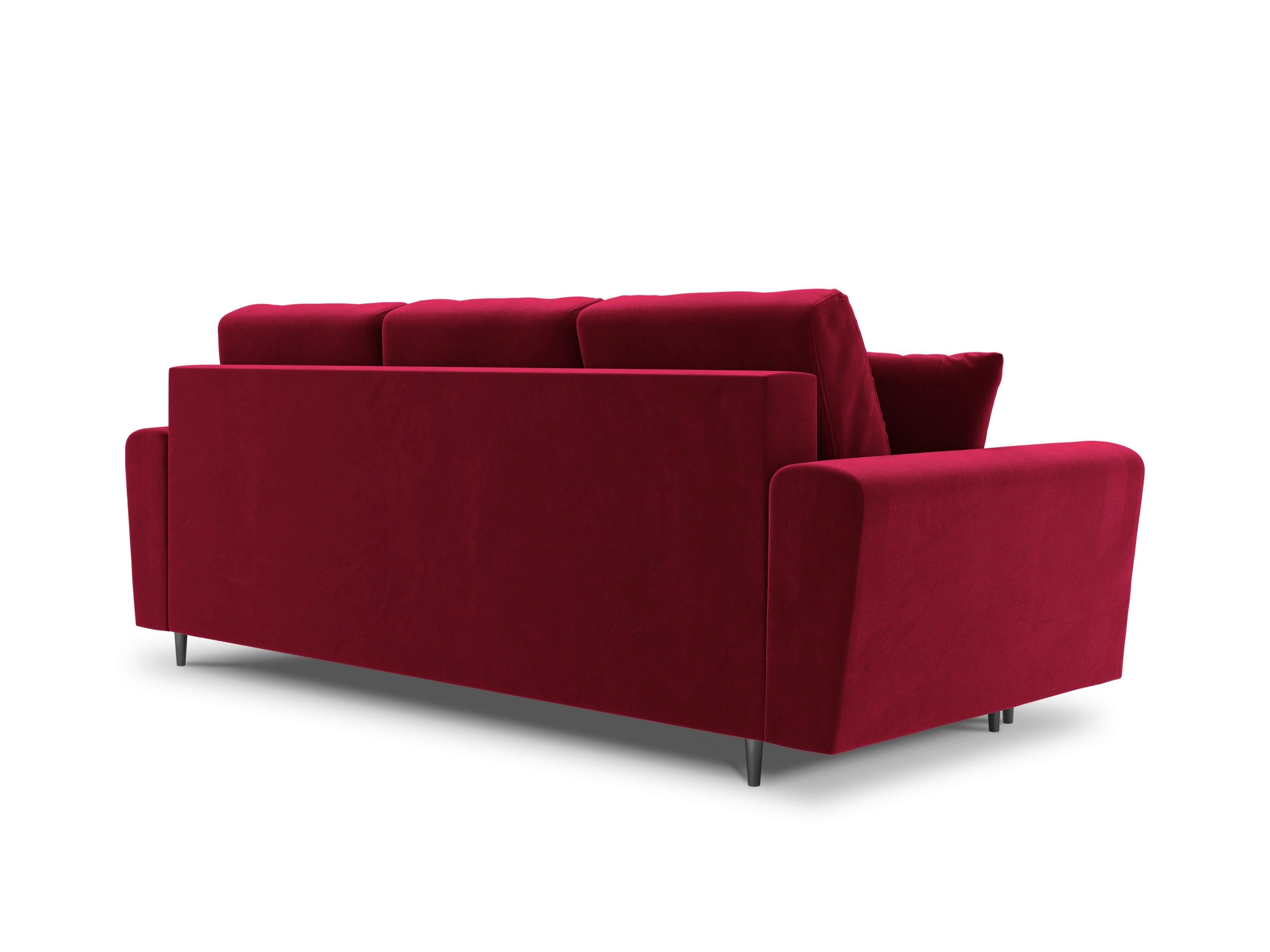 Sofa z funkcją spania KYOTO czerwony ze złotą podstawą Cosmopolitan Design Eye on Design