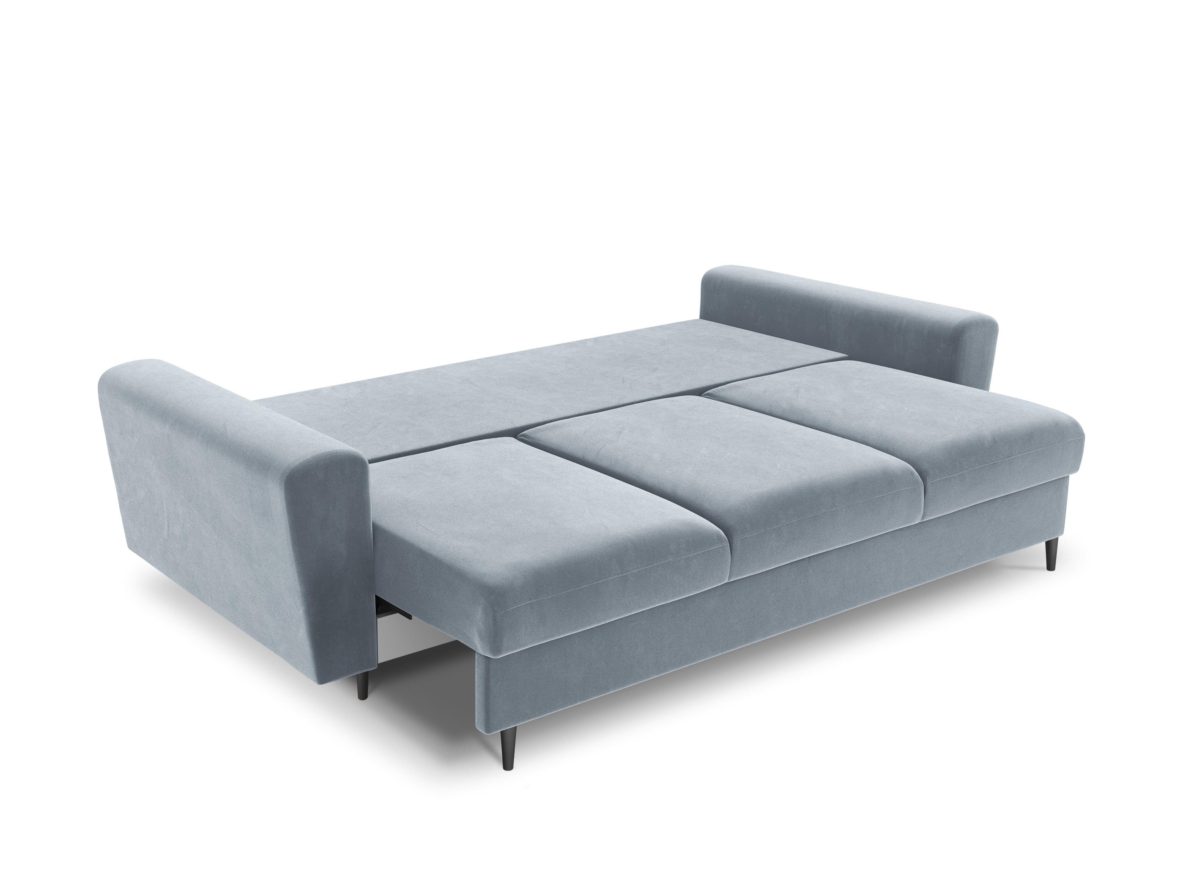 Sofa z funkcją spania KYOTO jasnoniebieski z czarną podstawą Cosmopolitan Design Eye on Design