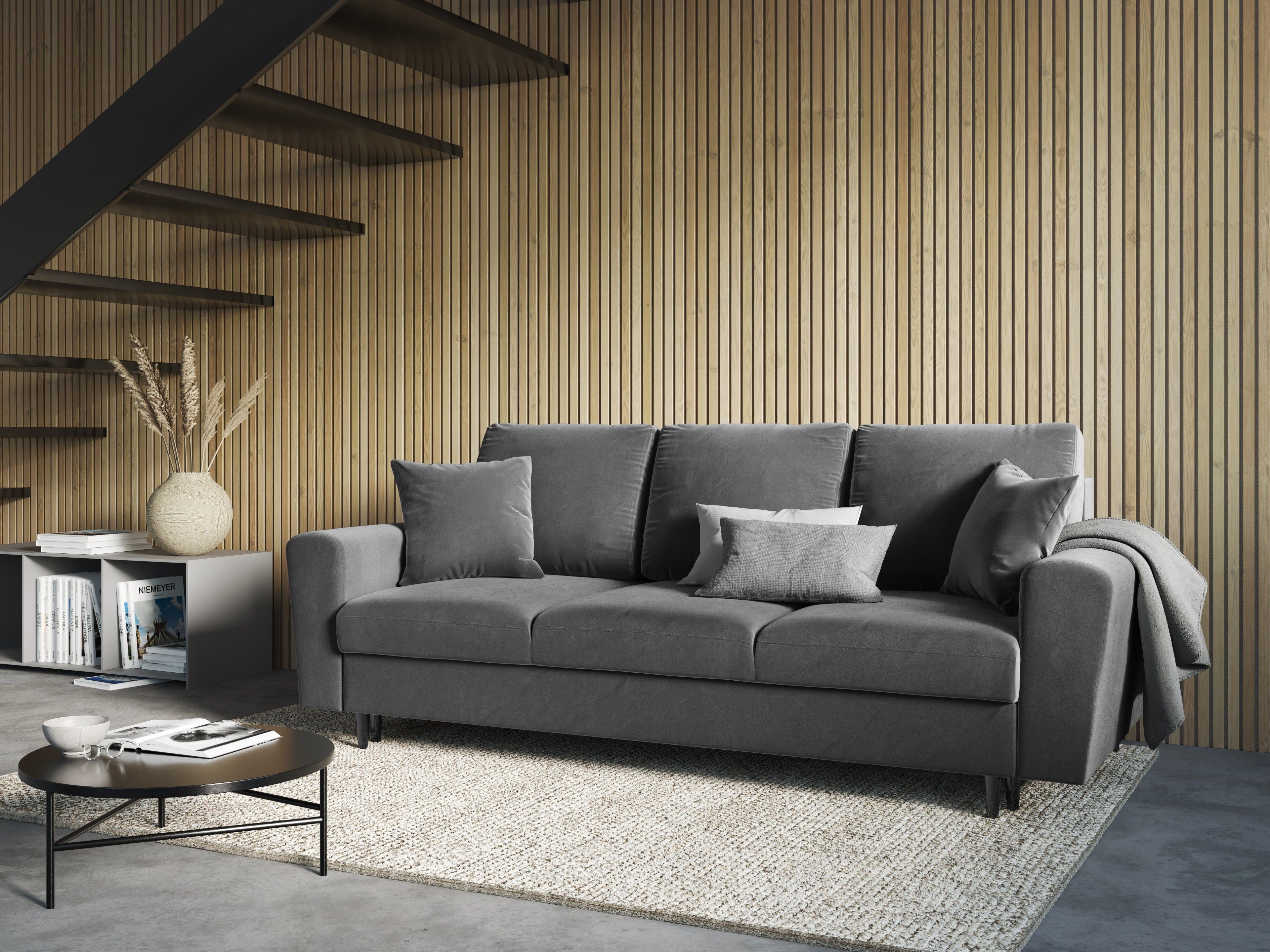 Sofa z funkcją spania KYOTO jasnoszary z czarną podstawą Cosmopolitan Design Eye on Design