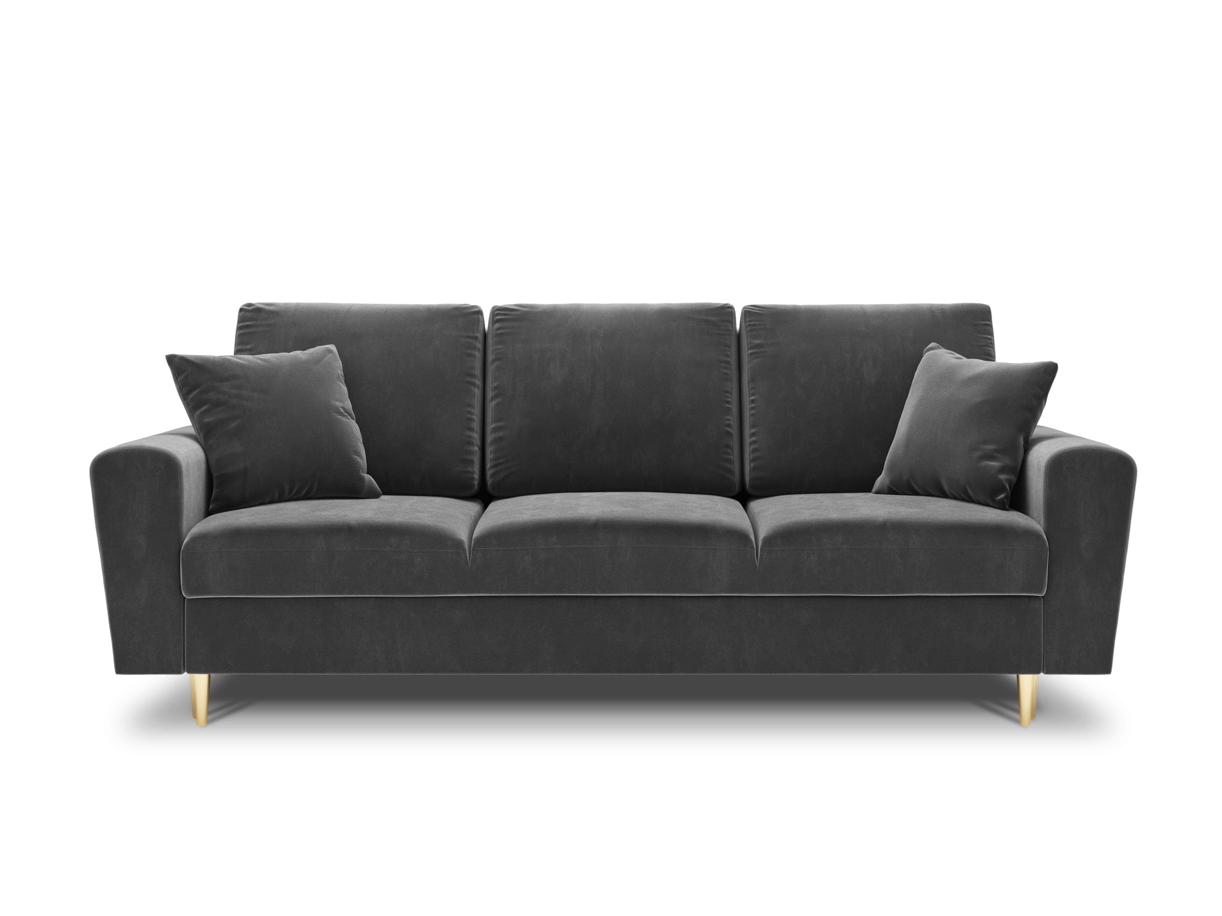 Sofa z funkcją spania KYOTO jasnoszary ze złotą podstawą Cosmopolitan Design Eye on Design