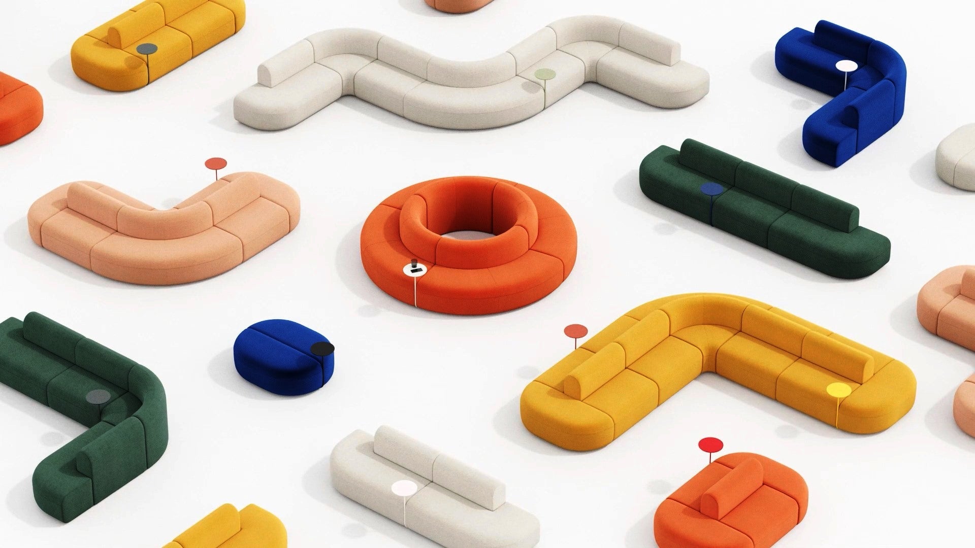 Sofa 6-modułowa narożna podwójna ARTIKO tapicerowana – styl nowoczesny