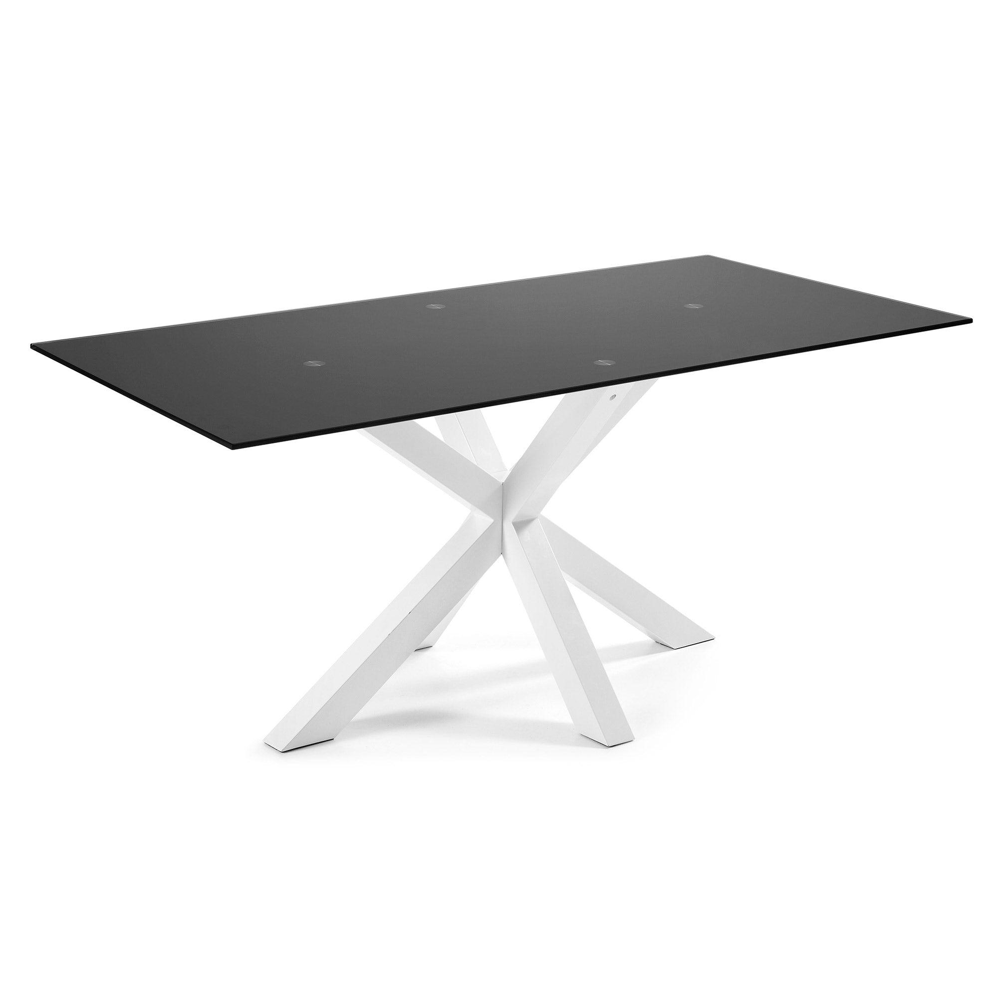 Stół ARGO czarne szkło ze stalową podstawą La Forma Eye on Design