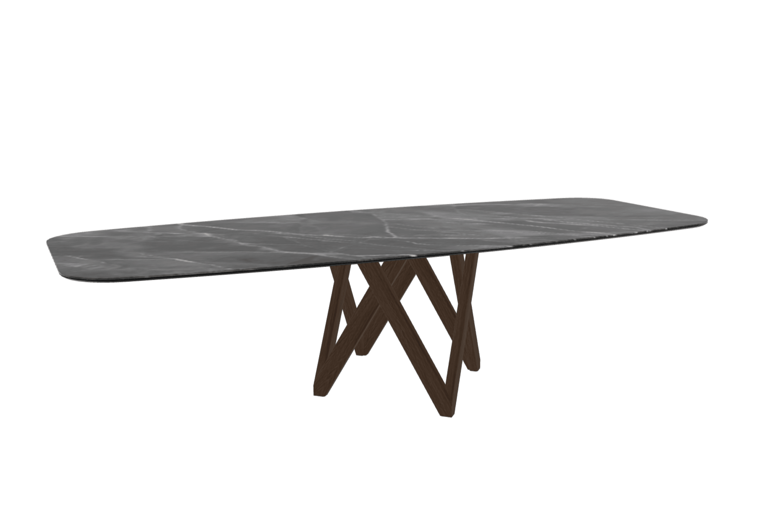 Stół CARTESIO antracytowy marmur z drewnianą podstawą Calligaris 300 cm ciemnobrązowy Eye on Design