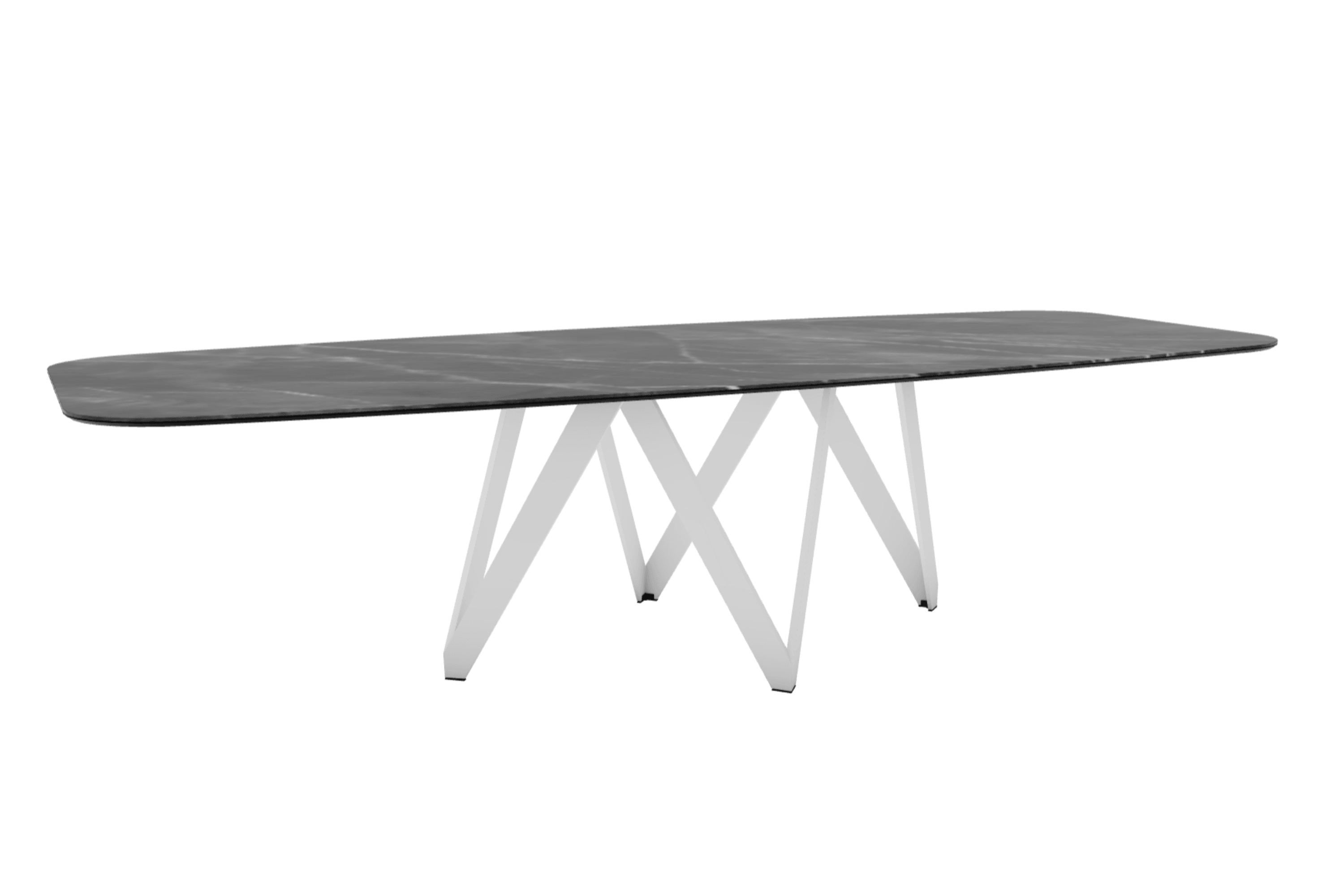 Stół CARTESIO antracytowy marmur z metalową podstawą Calligaris 300 cm matowa biel Eye on Design