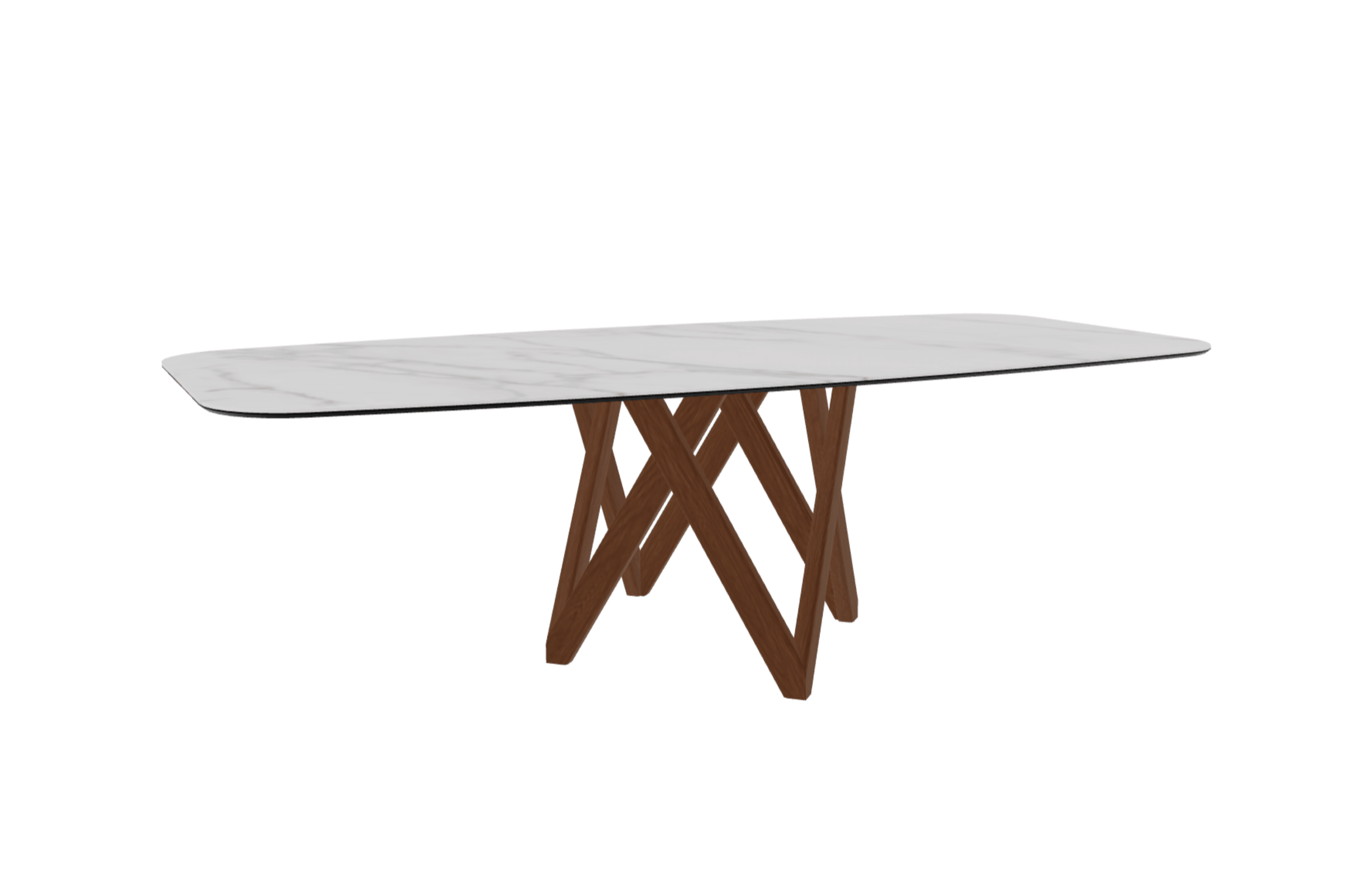 Stół CARTESIO kremowy marmur z drewnianą podstawą Calligaris 250 cm orzechowy Eye on Design
