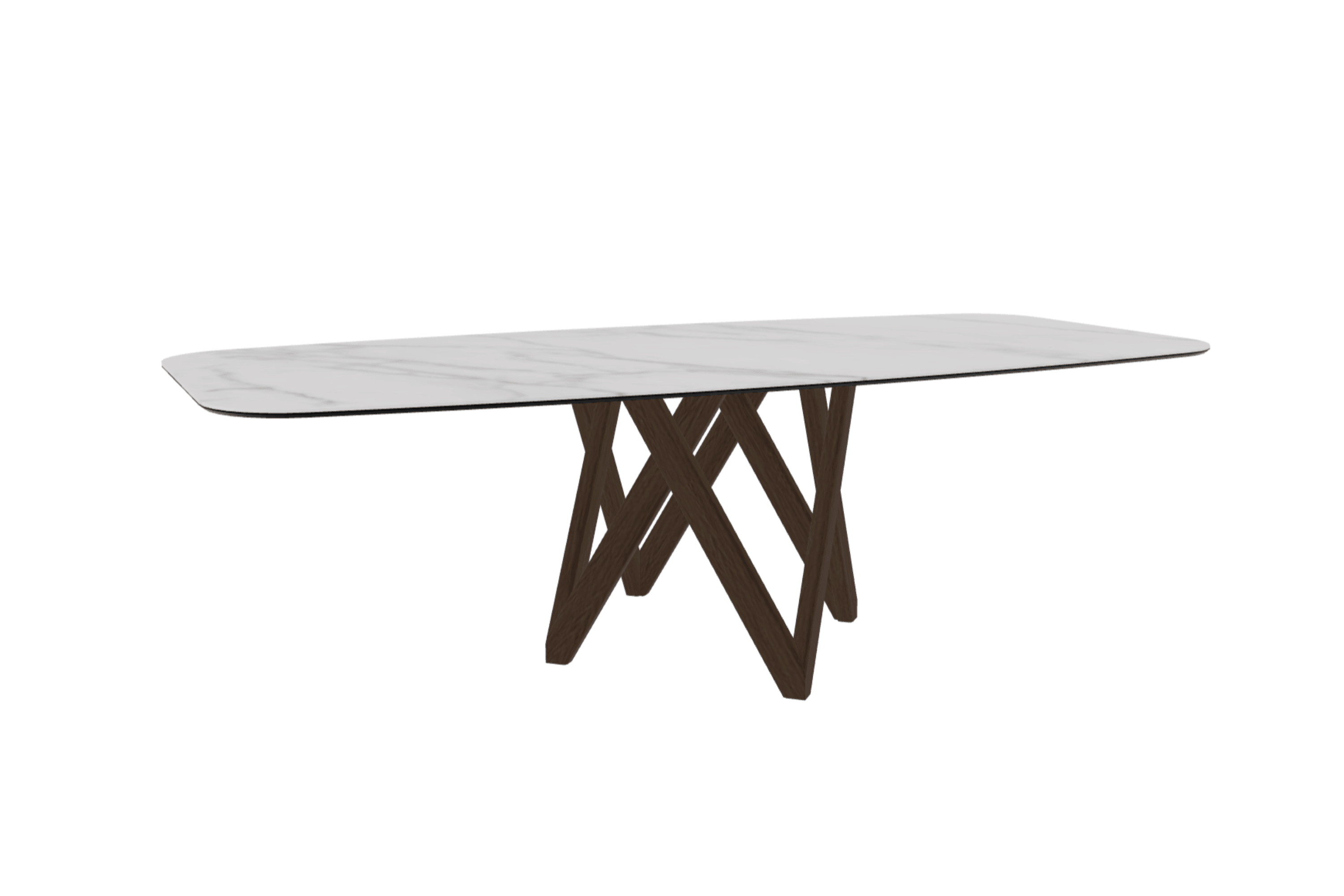 Stół CARTESIO kremowy marmur z drewnianą podstawą Calligaris 250 cm ciemnobrązowy Eye on Design