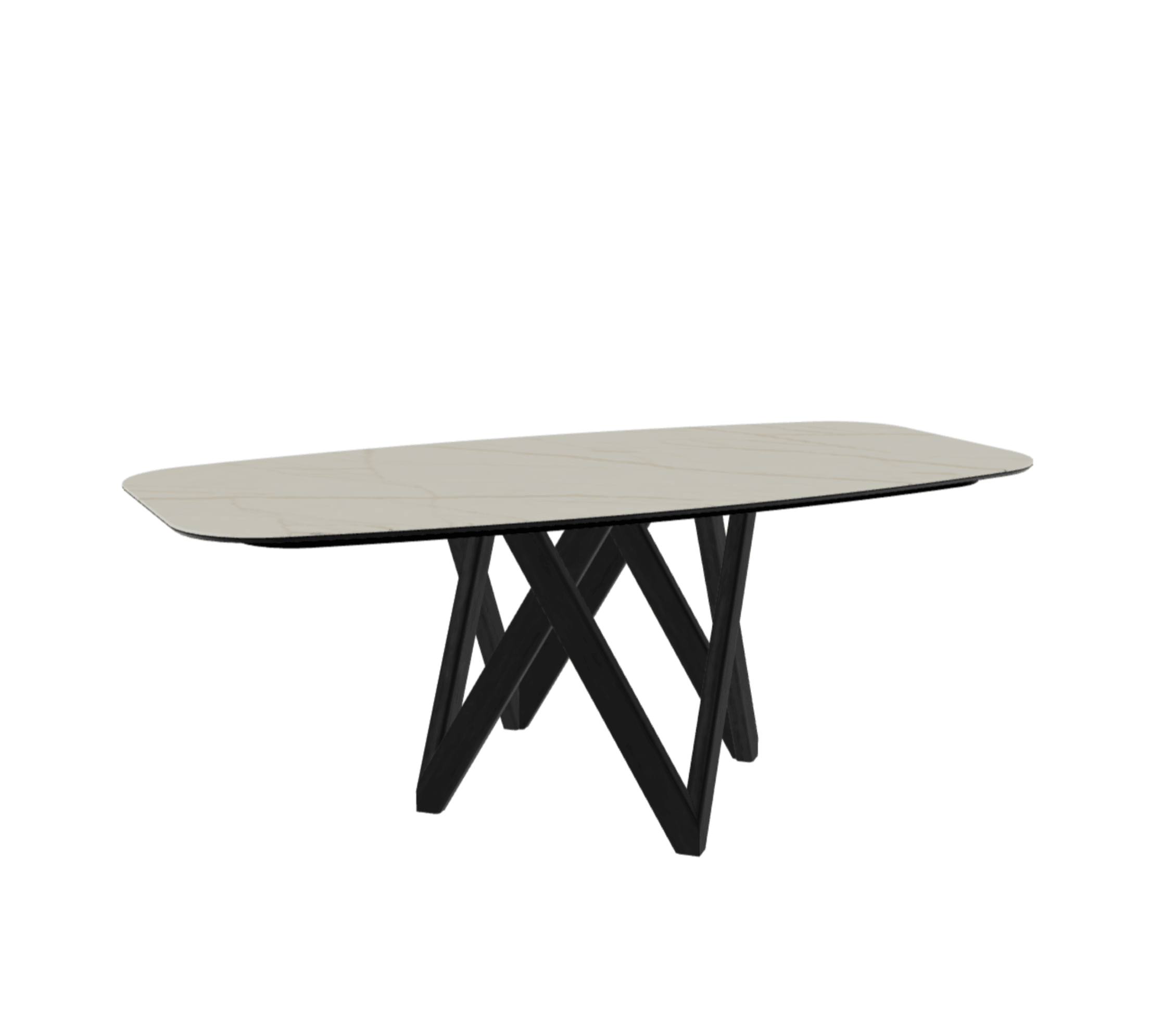 Stół CARTESIO złoty marmur z drewnianą podstawą Calligaris 200 cm matowa czerń Eye on Design