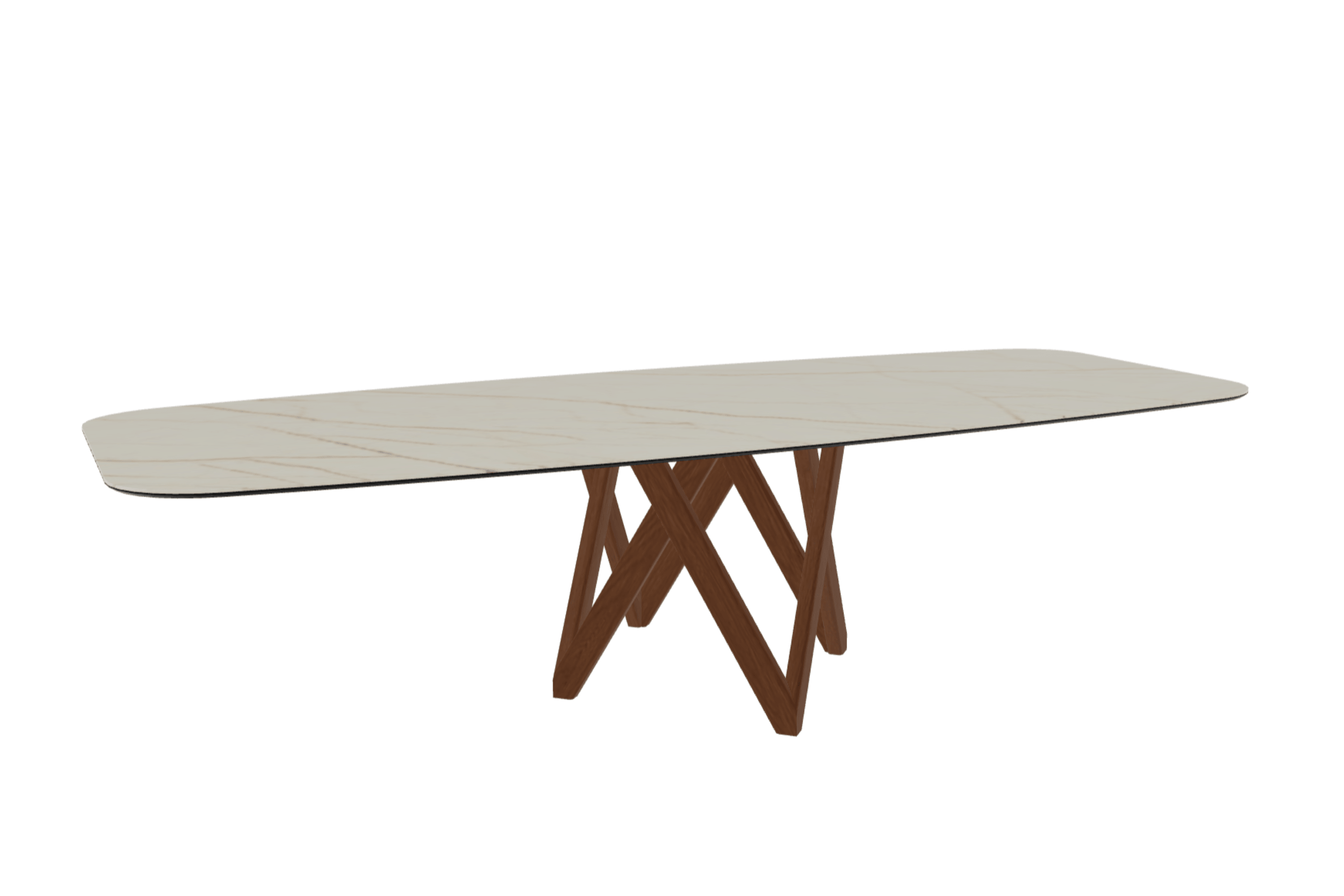 Stół CARTESIO złoty marmur z drewnianą podstawą Calligaris 300 cm orzechowy Eye on Design