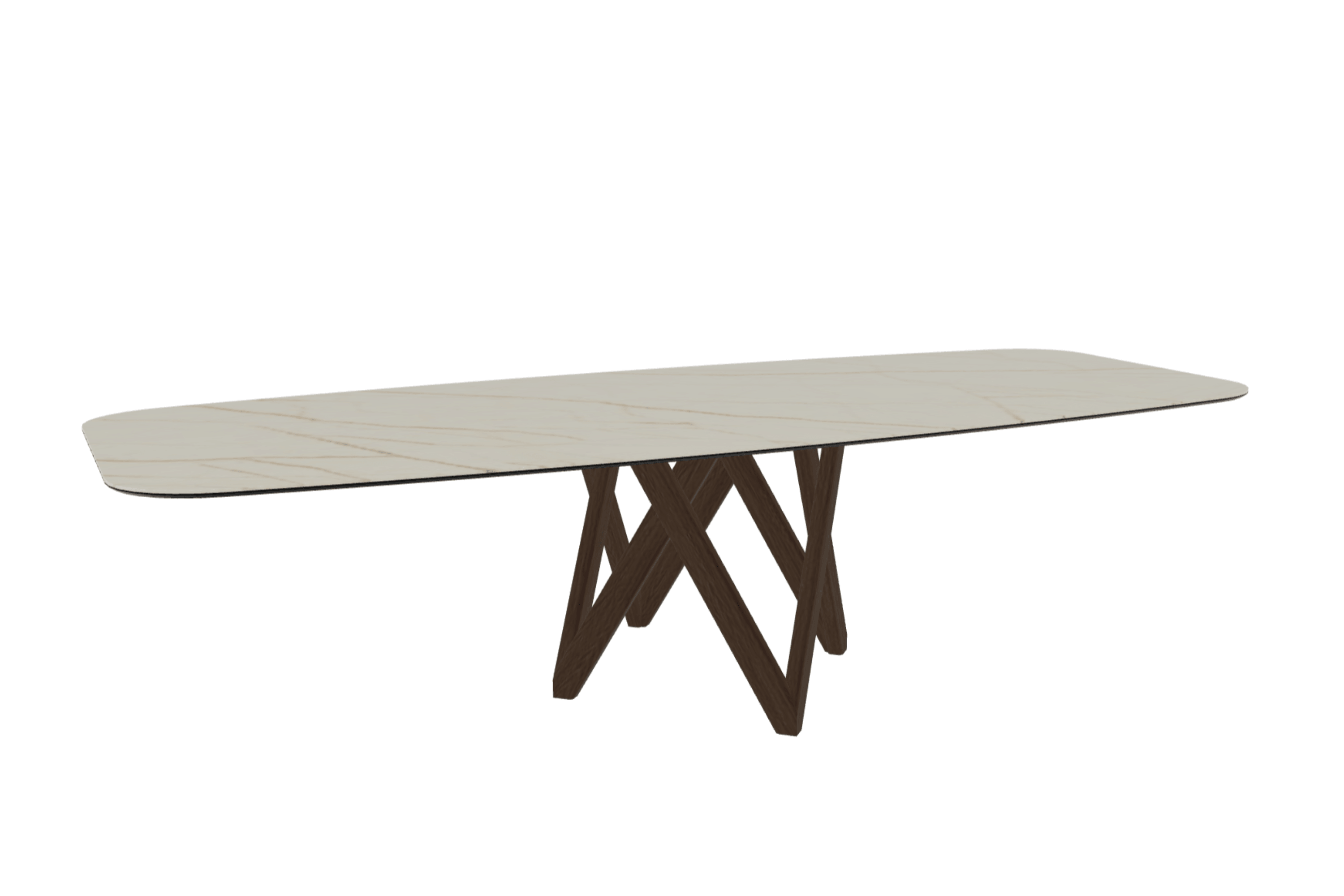 Stół CARTESIO złoty marmur z drewnianą podstawą Calligaris 300 cm ciemnobrązowy Eye on Design