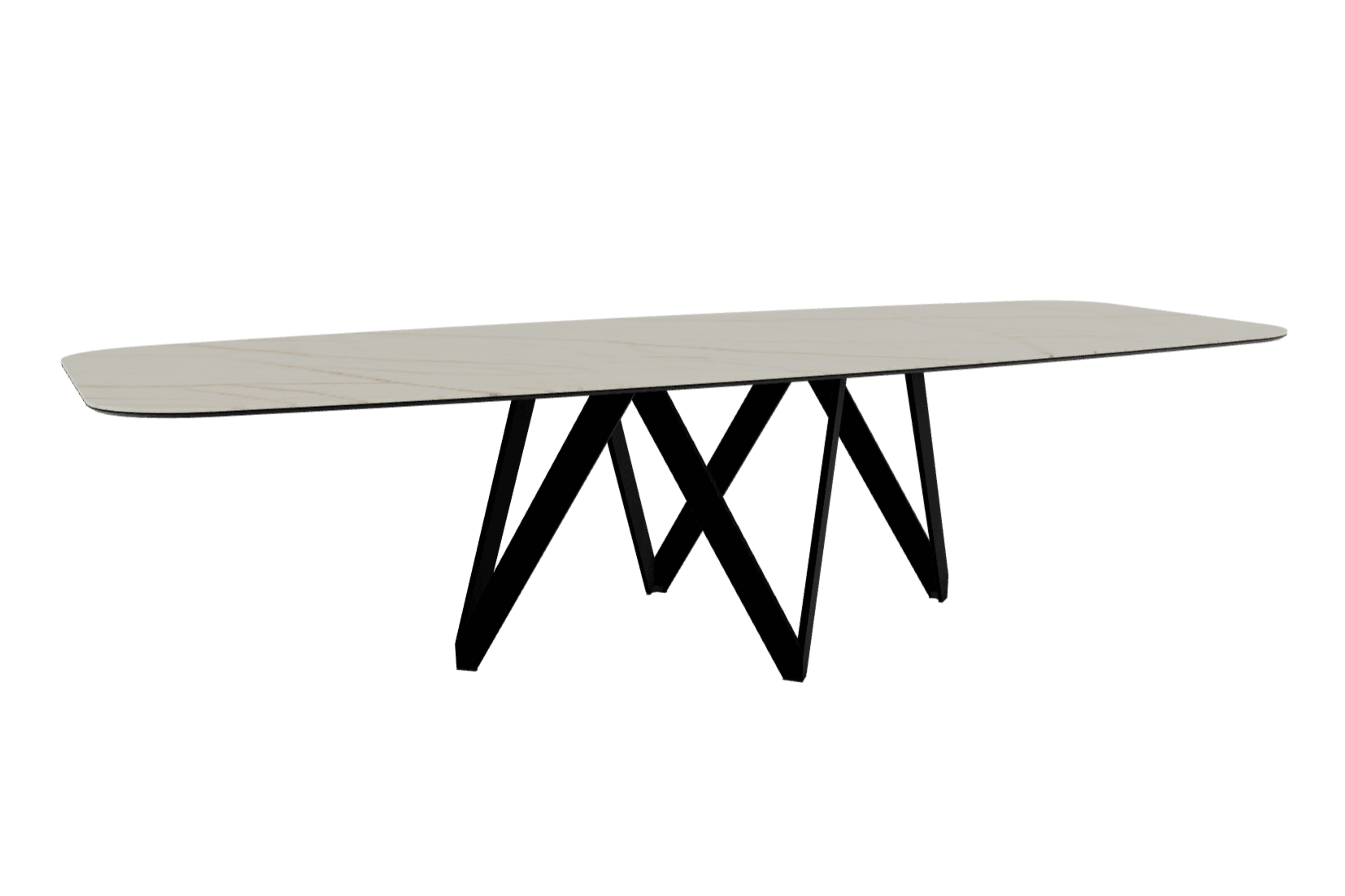 Stół CARTESIO złoty marmur z metalową podstawą Calligaris 300 cm matowa czerń Eye on Design