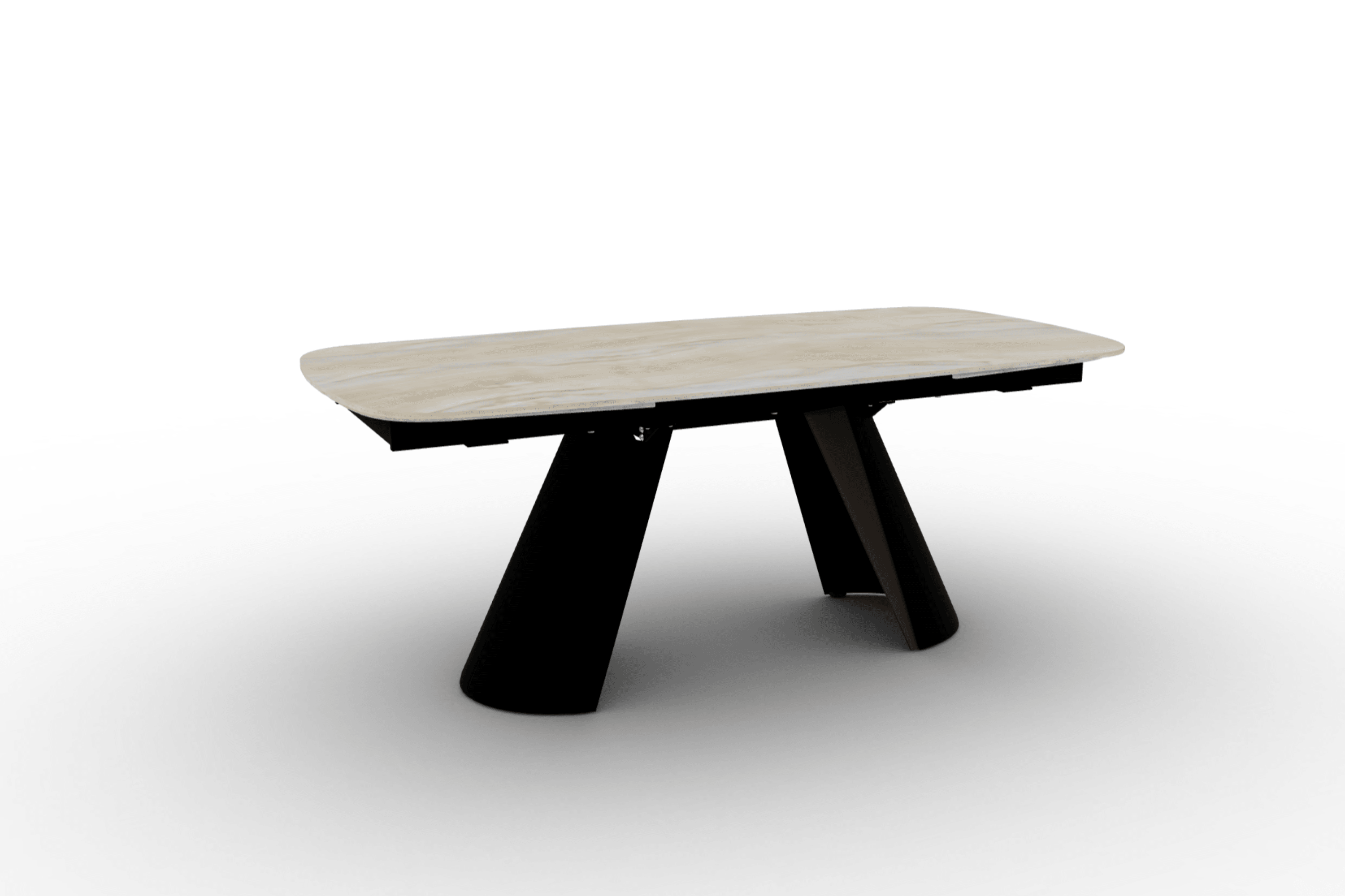Stół elipsa rozkładany APIAN piaskowy marmur Calligaris matowa czerń matowy brąz Eye on Design