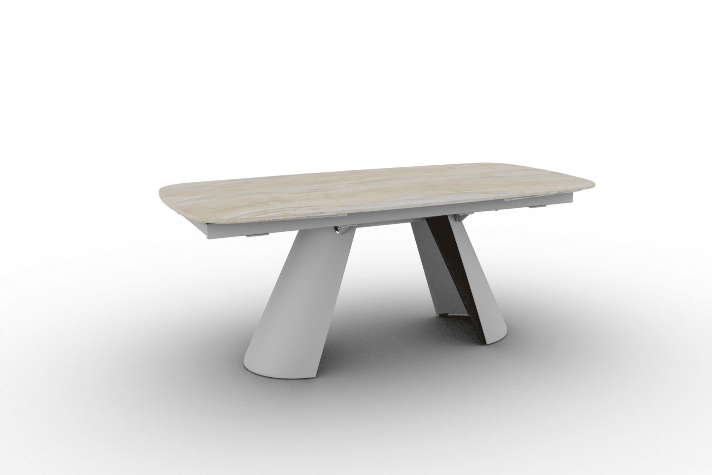 Stół elipsa rozkładany APIAN piaskowy marmur Calligaris matowa biel matowy brąz Eye on Design
