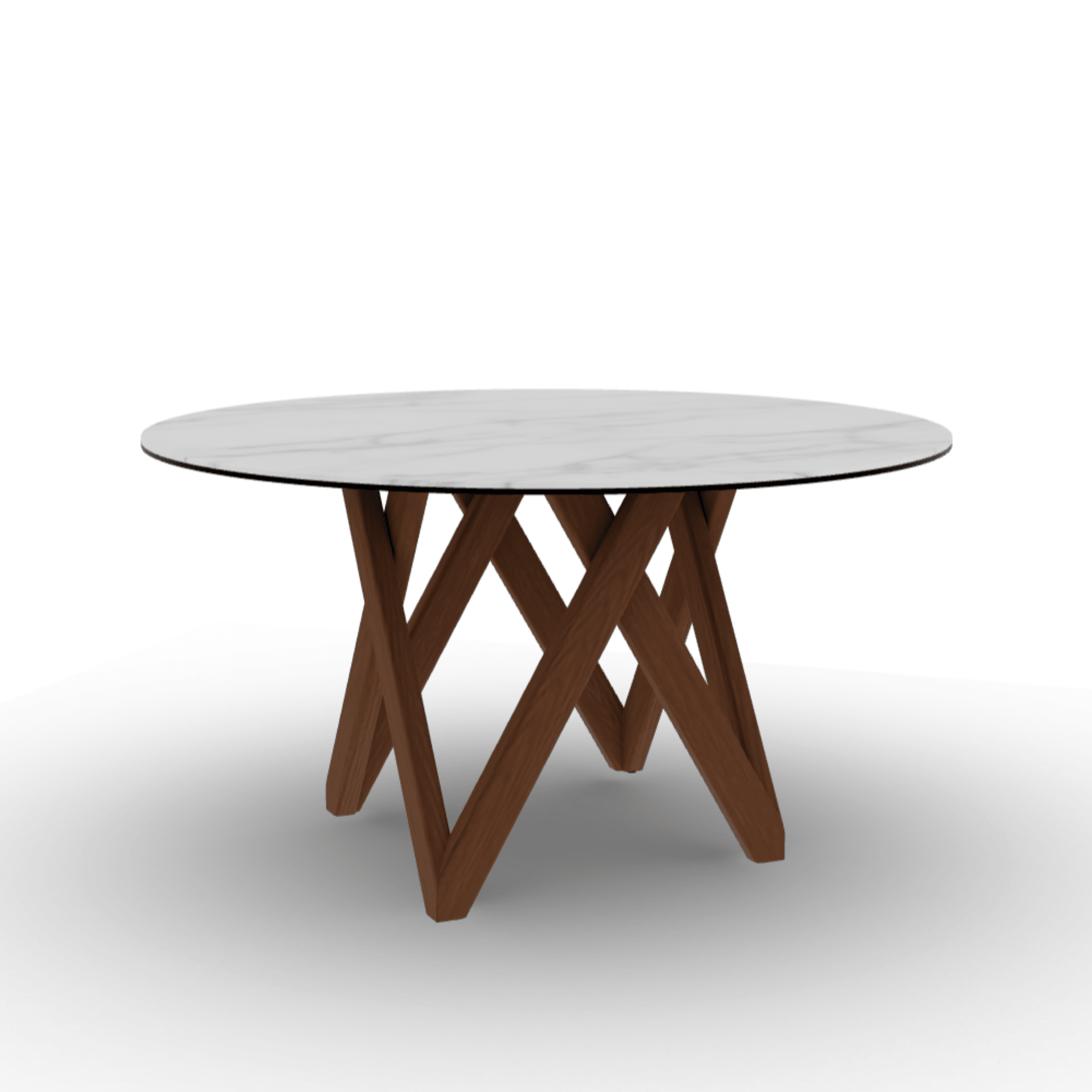 Stół okrągły CARTESIO kremowy marmur Calligaris 140 cm orzechowe drewno Eye on Design