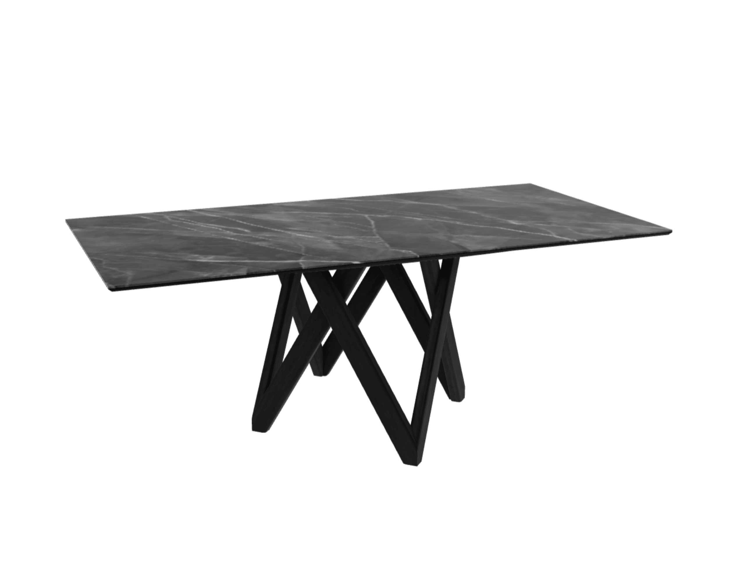 Stół prostokątny CARTESIO antracytowy marmur z drewnianą podstawą Calligaris 200 cm matowa czerń Eye on Design