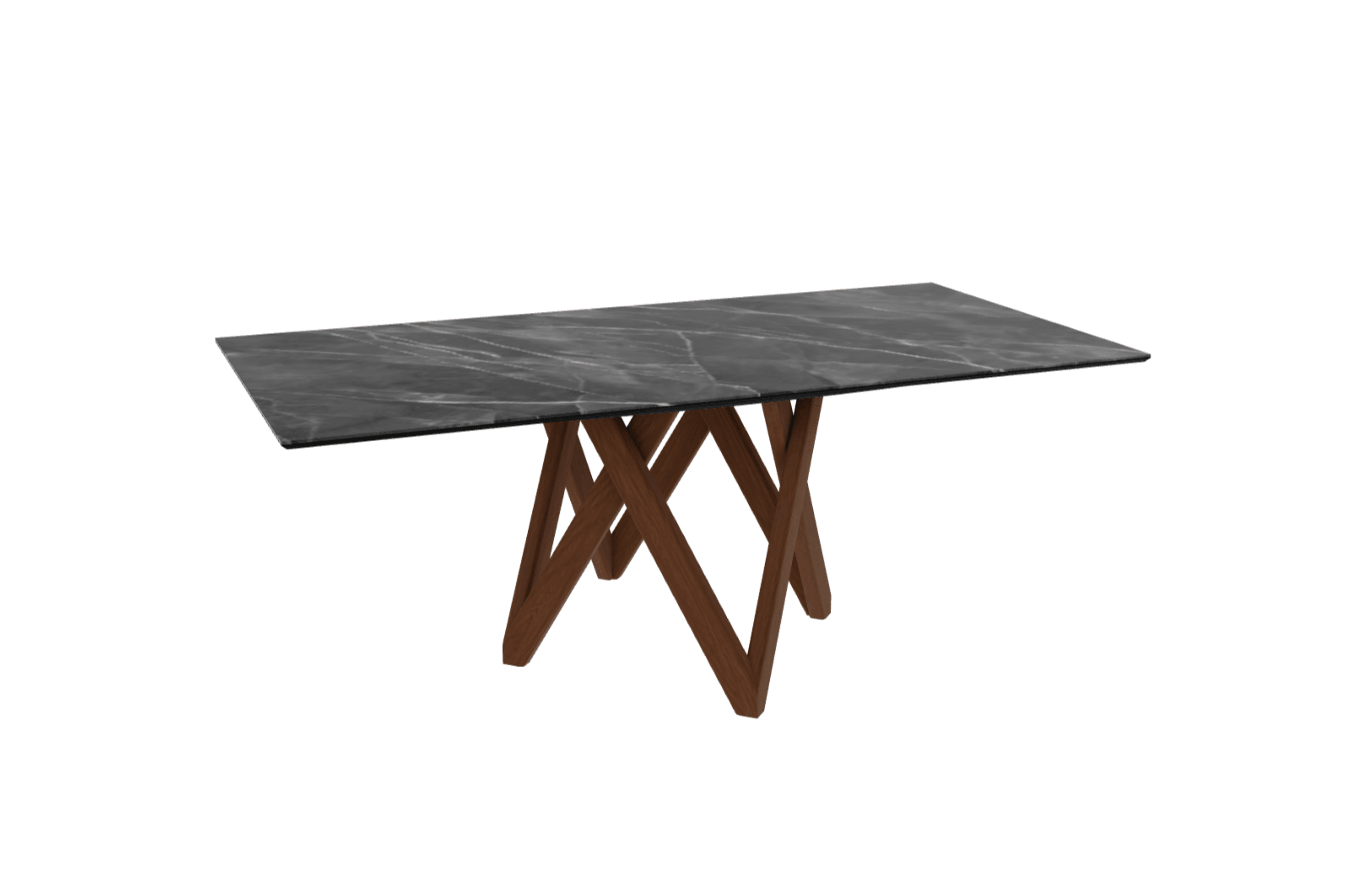 Stół prostokątny CARTESIO antracytowy marmur z drewnianą podstawą Calligaris 200 cm orzechowy Eye on Design