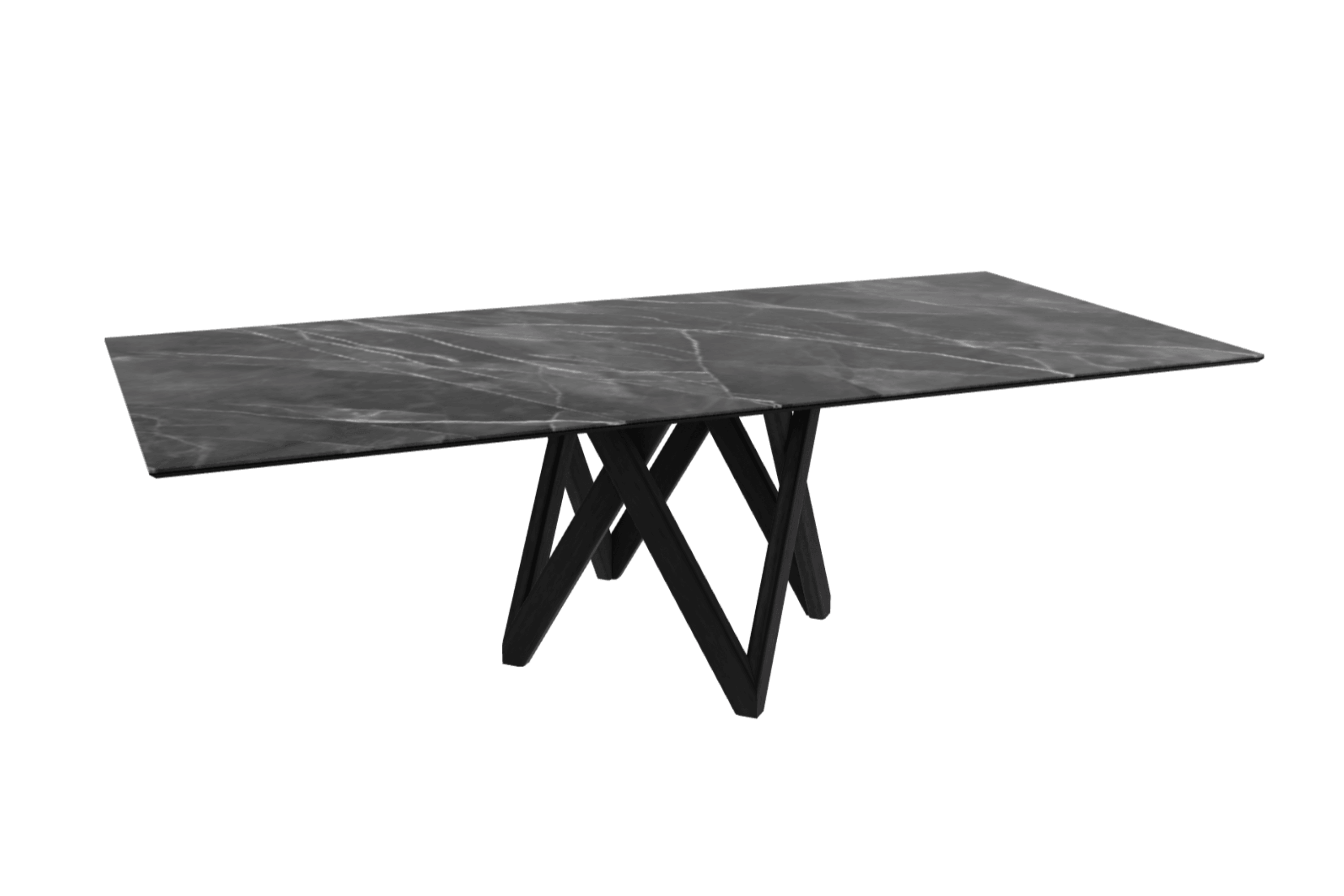 Stół prostokątny CARTESIO antracytowy marmur z drewnianą podstawą Calligaris 250 cm matowa czerń Eye on Design