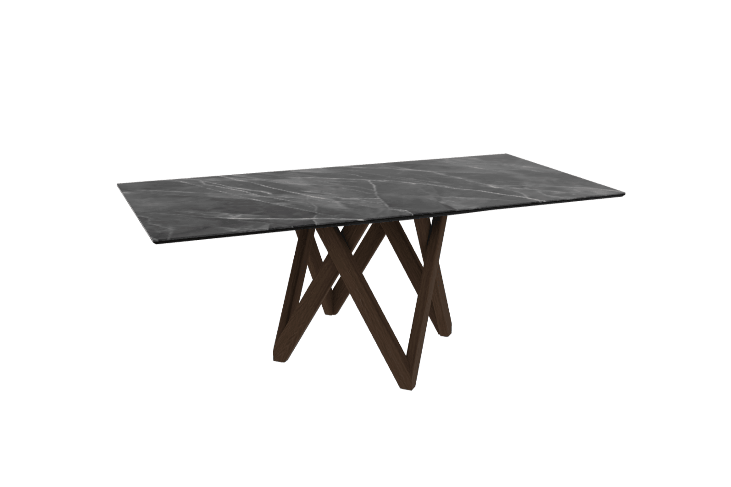Stół prostokątny CARTESIO antracytowy marmur z drewnianą podstawą Calligaris 200 cm ciemnobrązowy Eye on Design