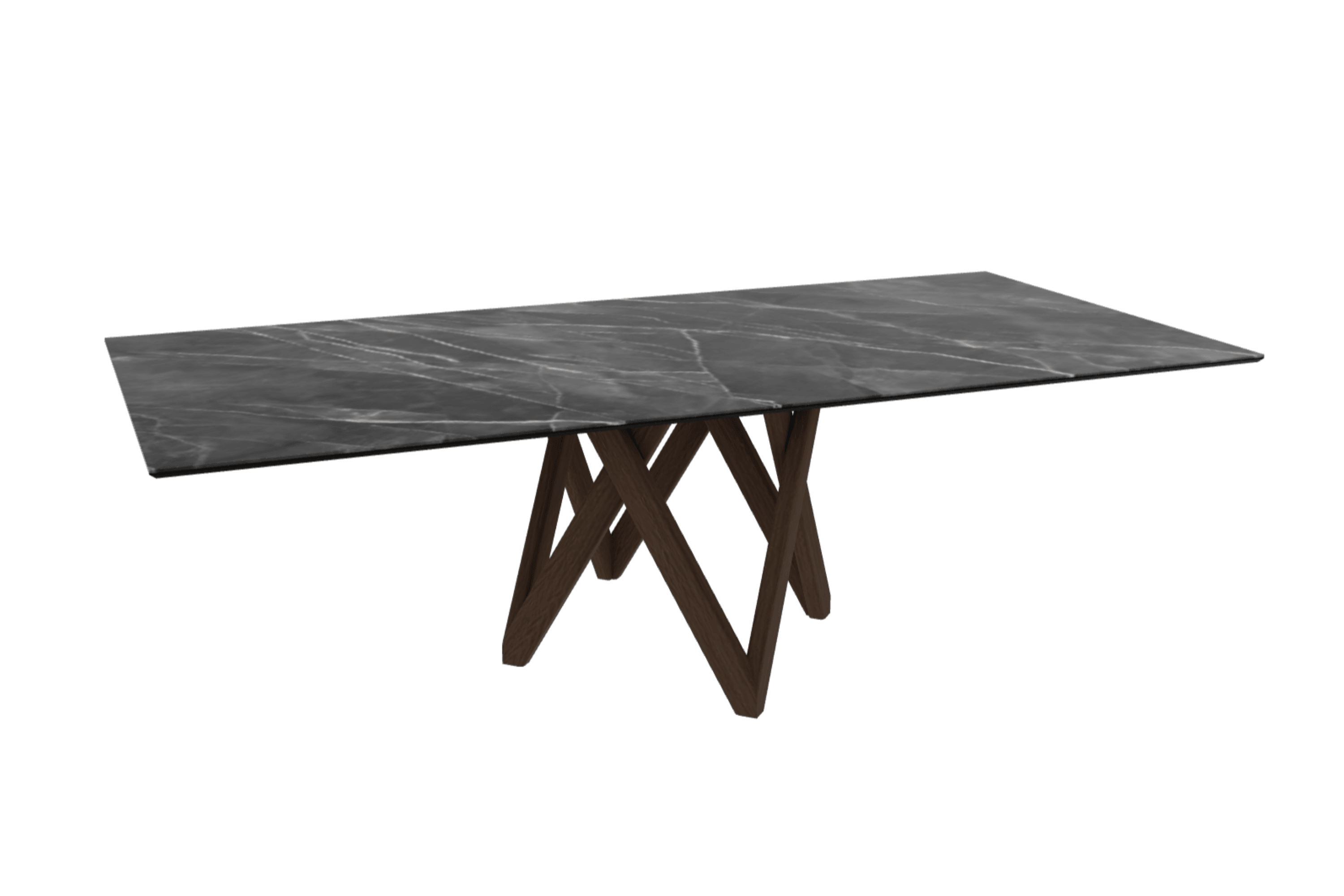 Stół prostokątny CARTESIO antracytowy marmur z drewnianą podstawą Calligaris 250 cm ciemnobrązowy Eye on Design