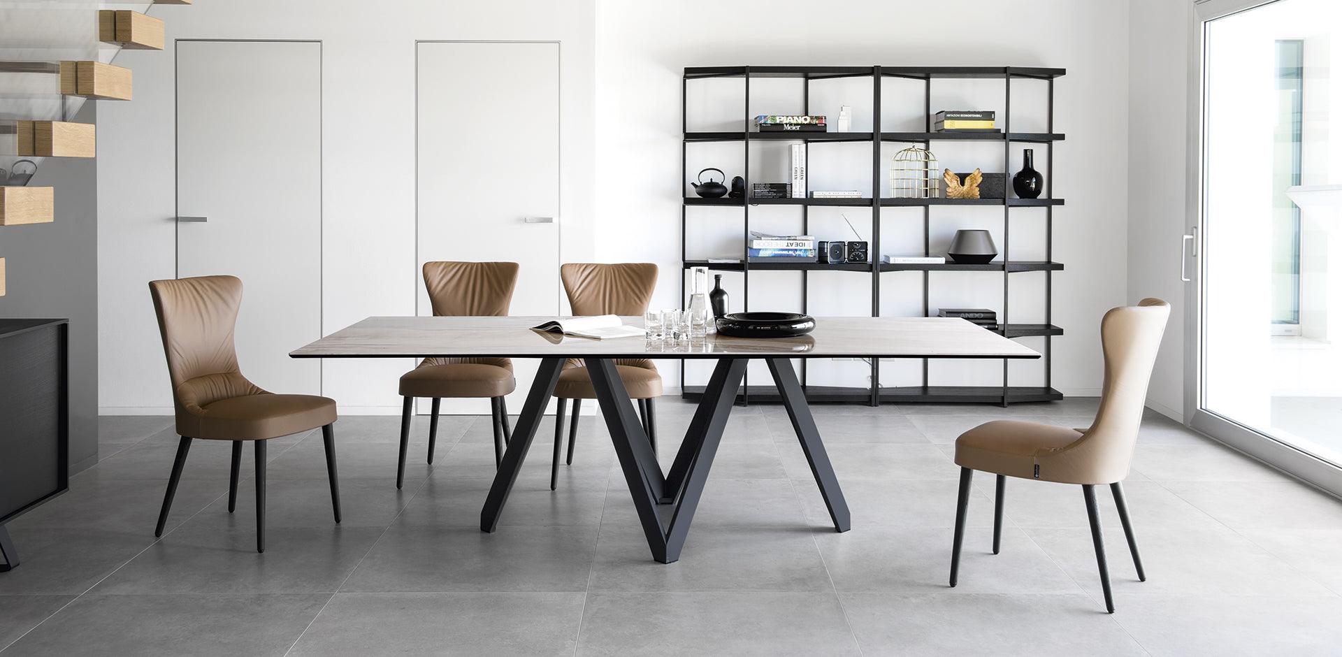 Stół prostokątny CARTESIO biały marmur z drewnianą podstawą Calligaris Eye on Design