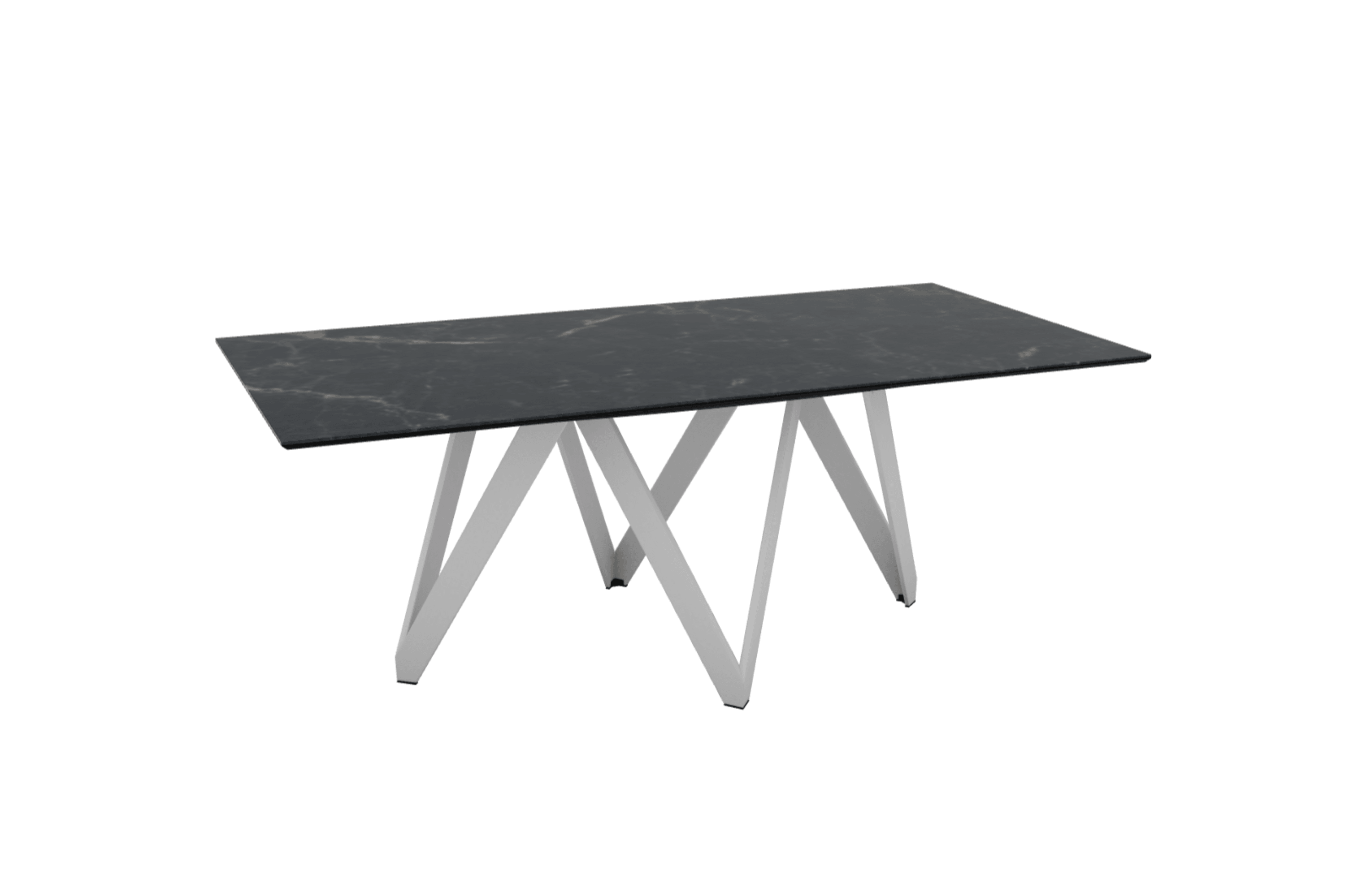 Stół prostokątny CARTESIO czarny marmur z metalową podstawą Calligaris 200 cm matowa biel Eye on Design