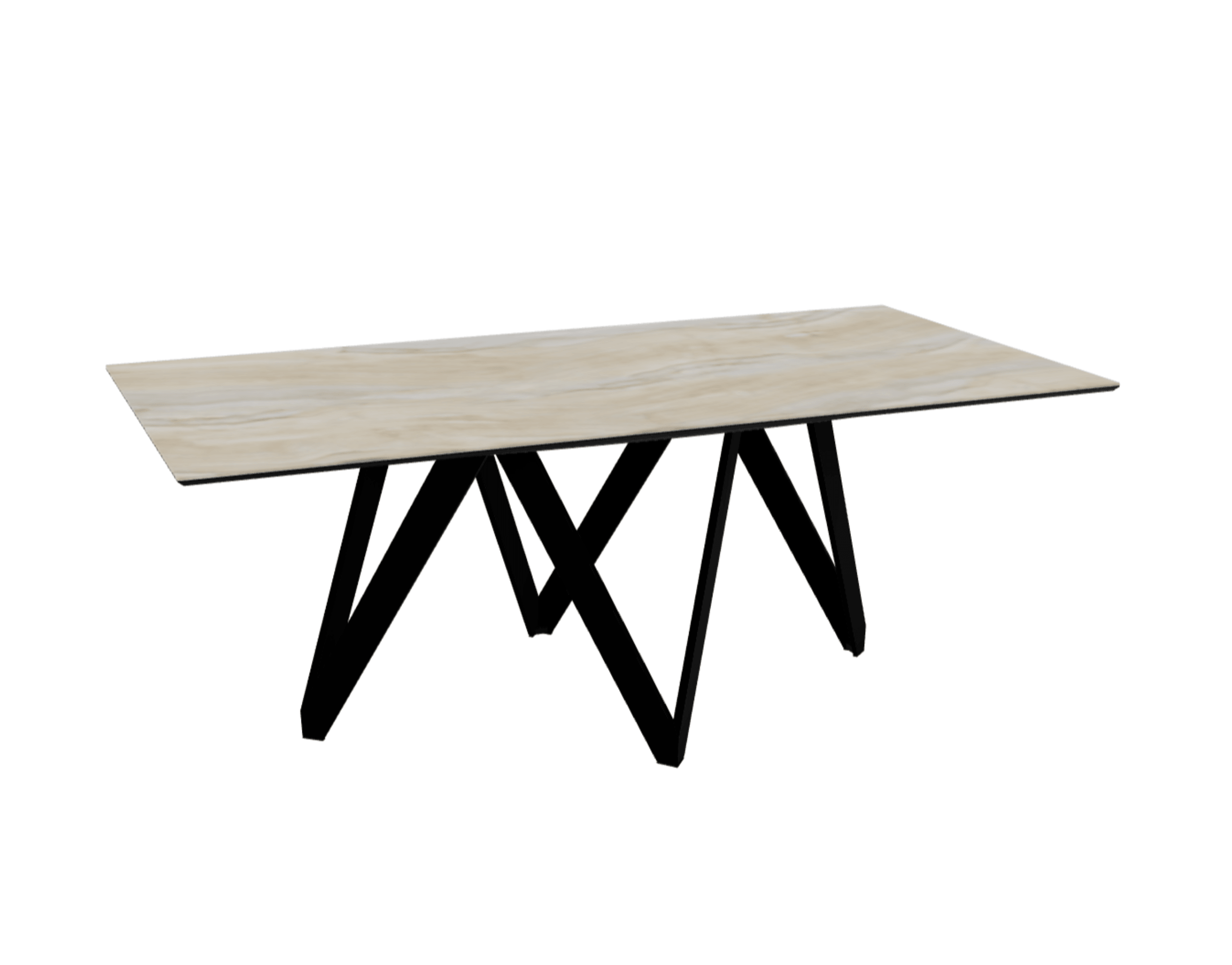 Stół prostokątny CARTESIO piaskowy marmur z metalową podstawą Calligaris 200 cm matowa czerń Eye on Design