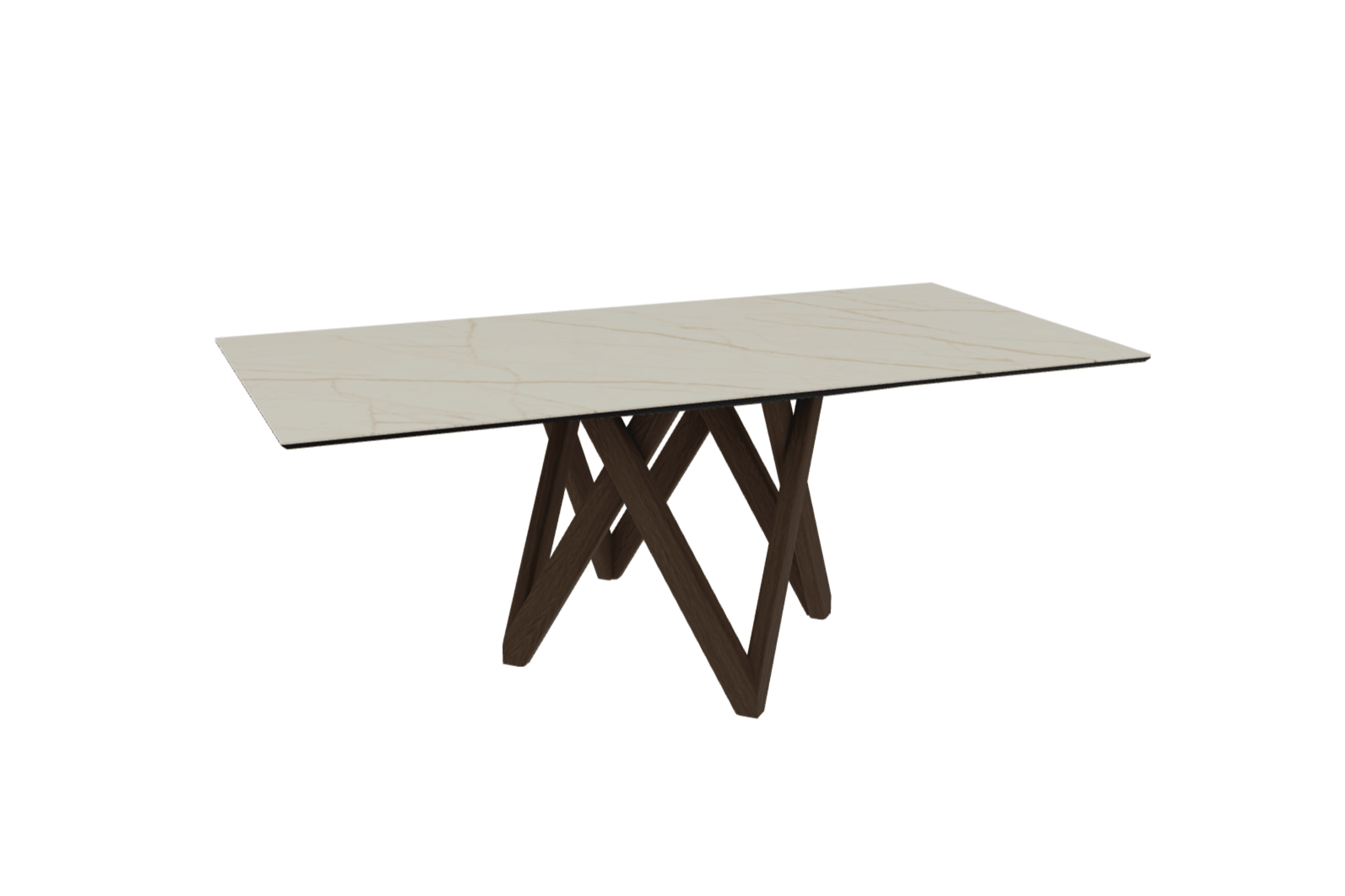 Stół prostokątny CARTESIO złoty marmur z drewnianą podstawą Calligaris 200 cm ciemnobrązowy Eye on Design