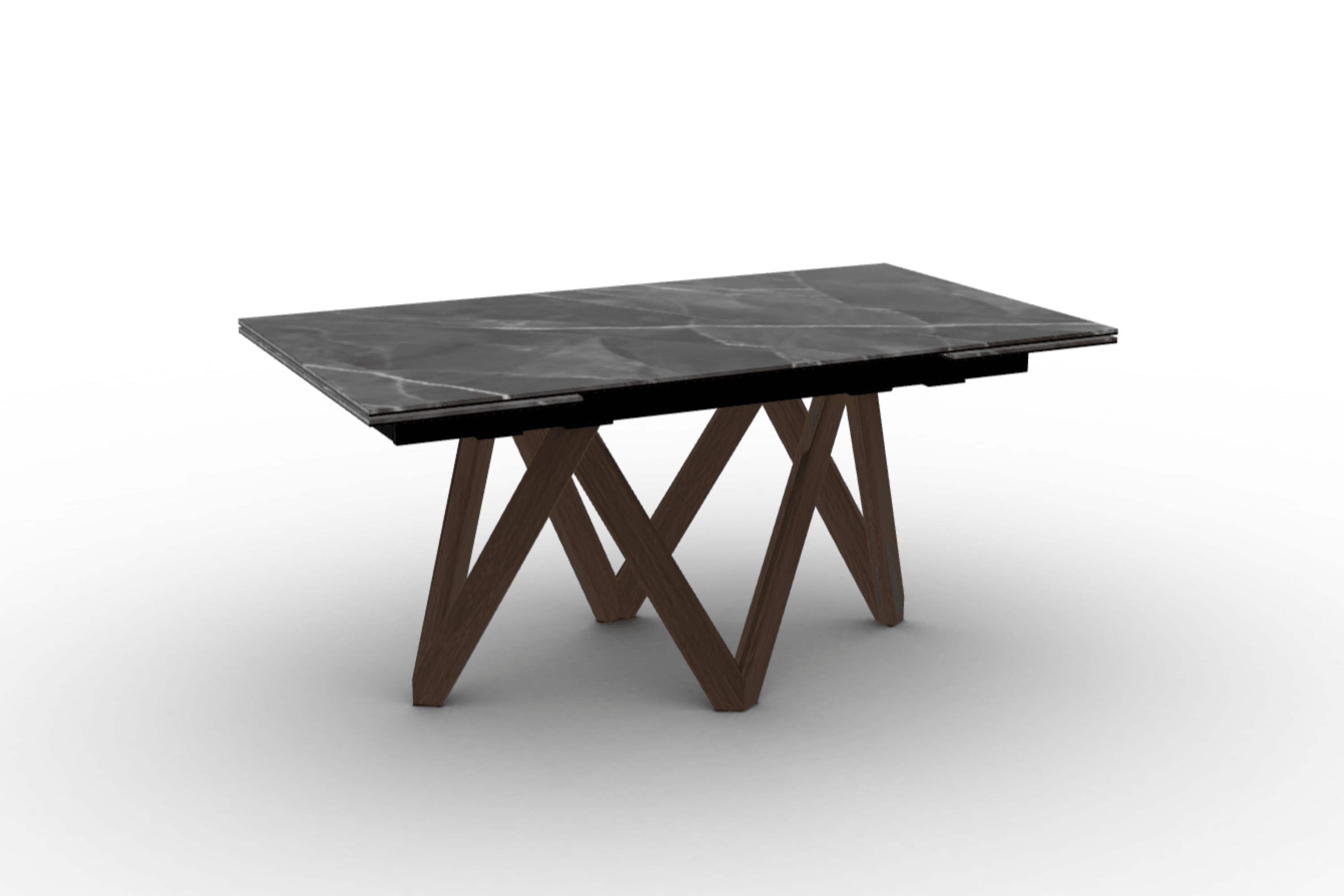 Stół prostokątny rozkładany CARTESIO antracytowy marmur Calligaris 160 cm ciemnobrązowe drewno Eye on Design